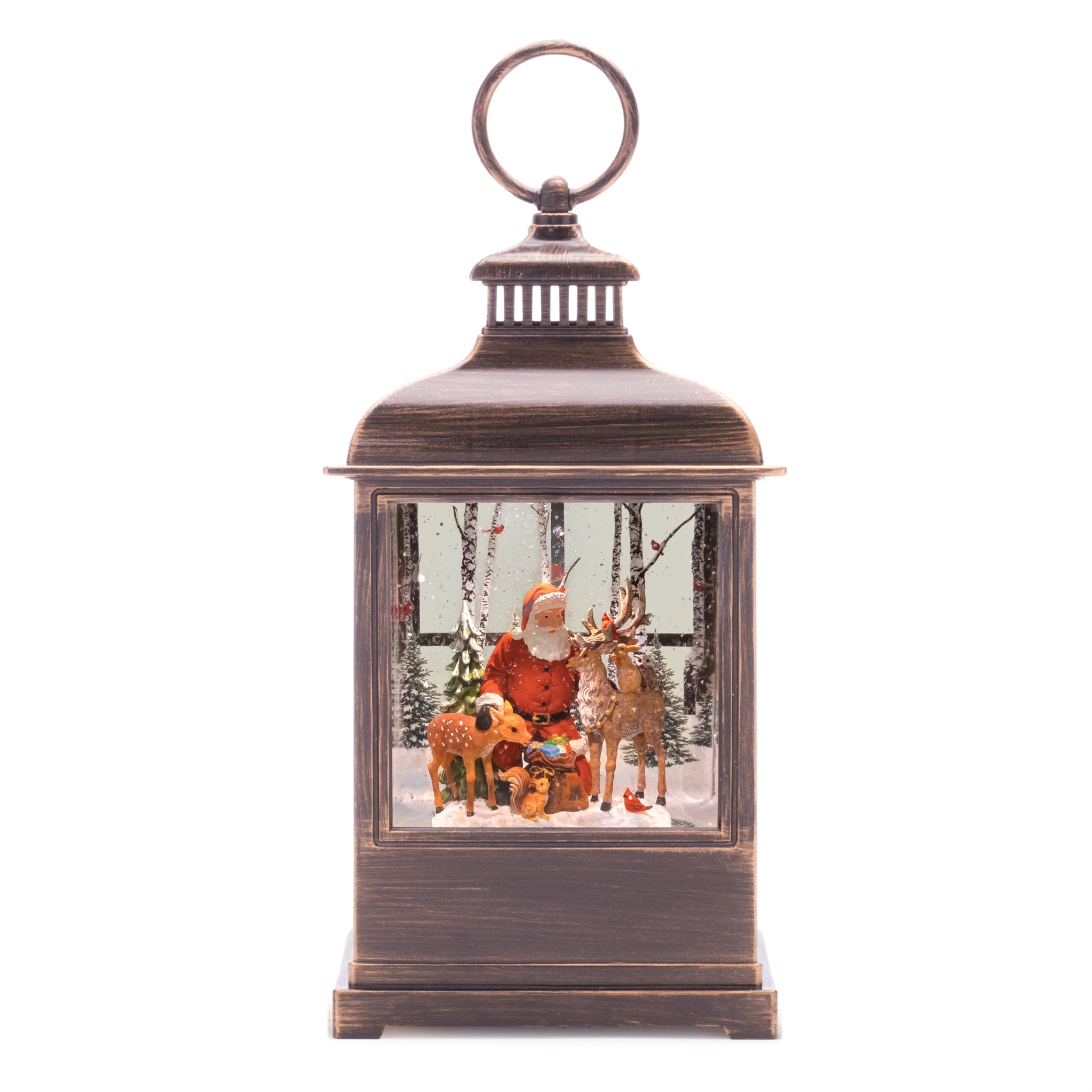LED Snow Globe w/Santa and Deer 10”H  3 AA Batteries Not Included/USB Cord Included 6 Hr Time