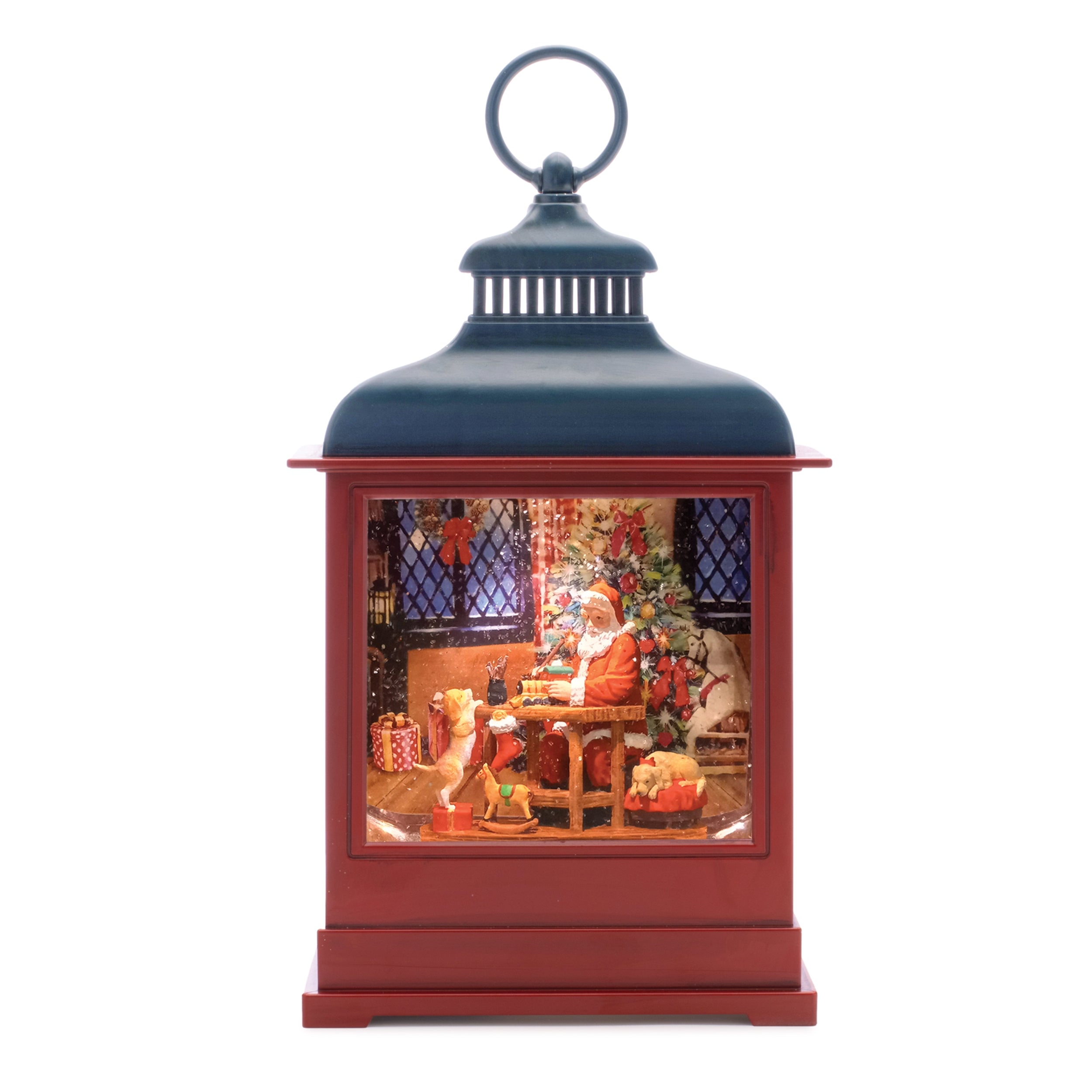 LED Snow Globe w/Santa and Dog 12”H  3 AA Batteries Not Included/USB Cord Included 6 Hr Timer