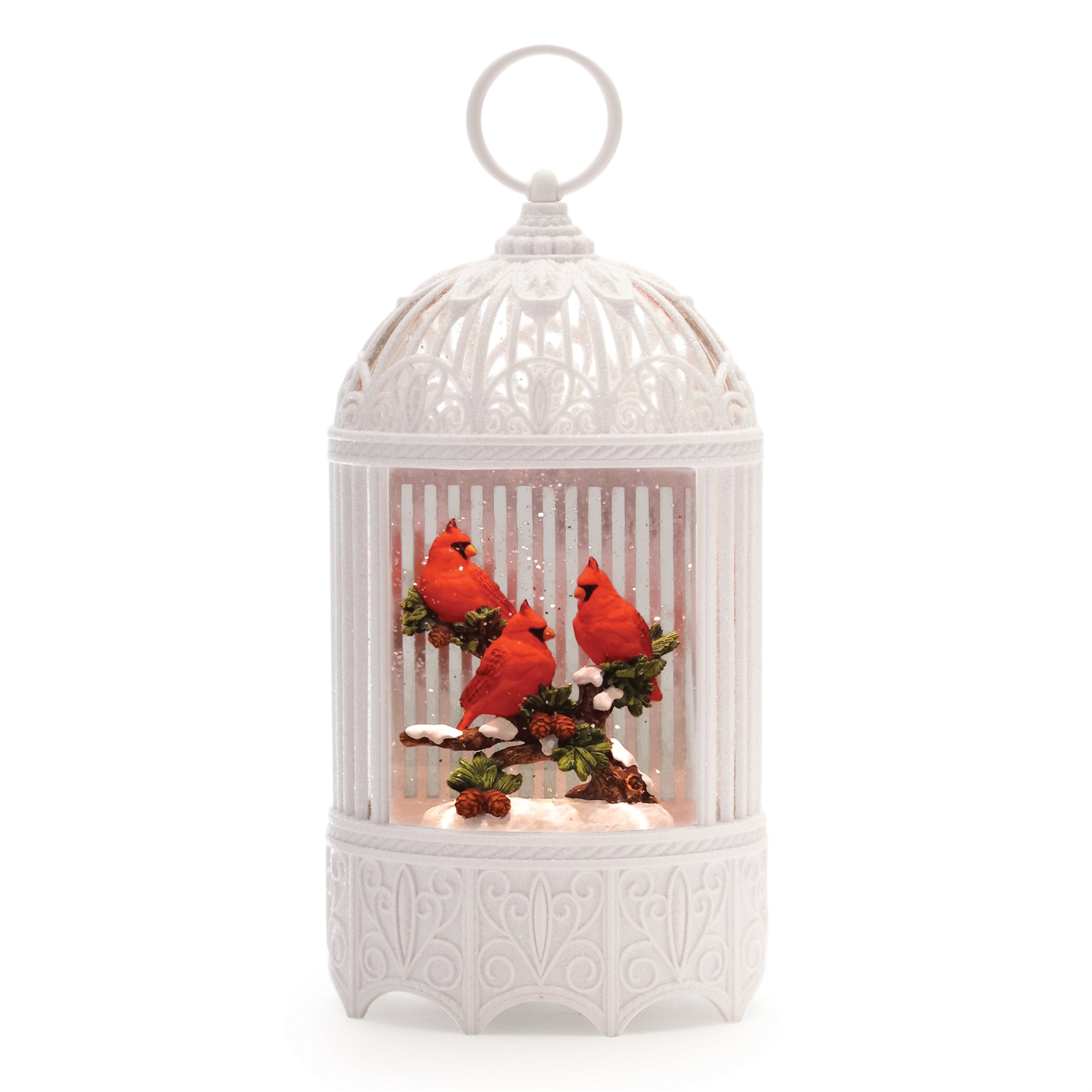 LED Snow Globe w/Cardinals 11”H  3 AA Batteries Not Included/USB Cord Included 6 Hr Timer