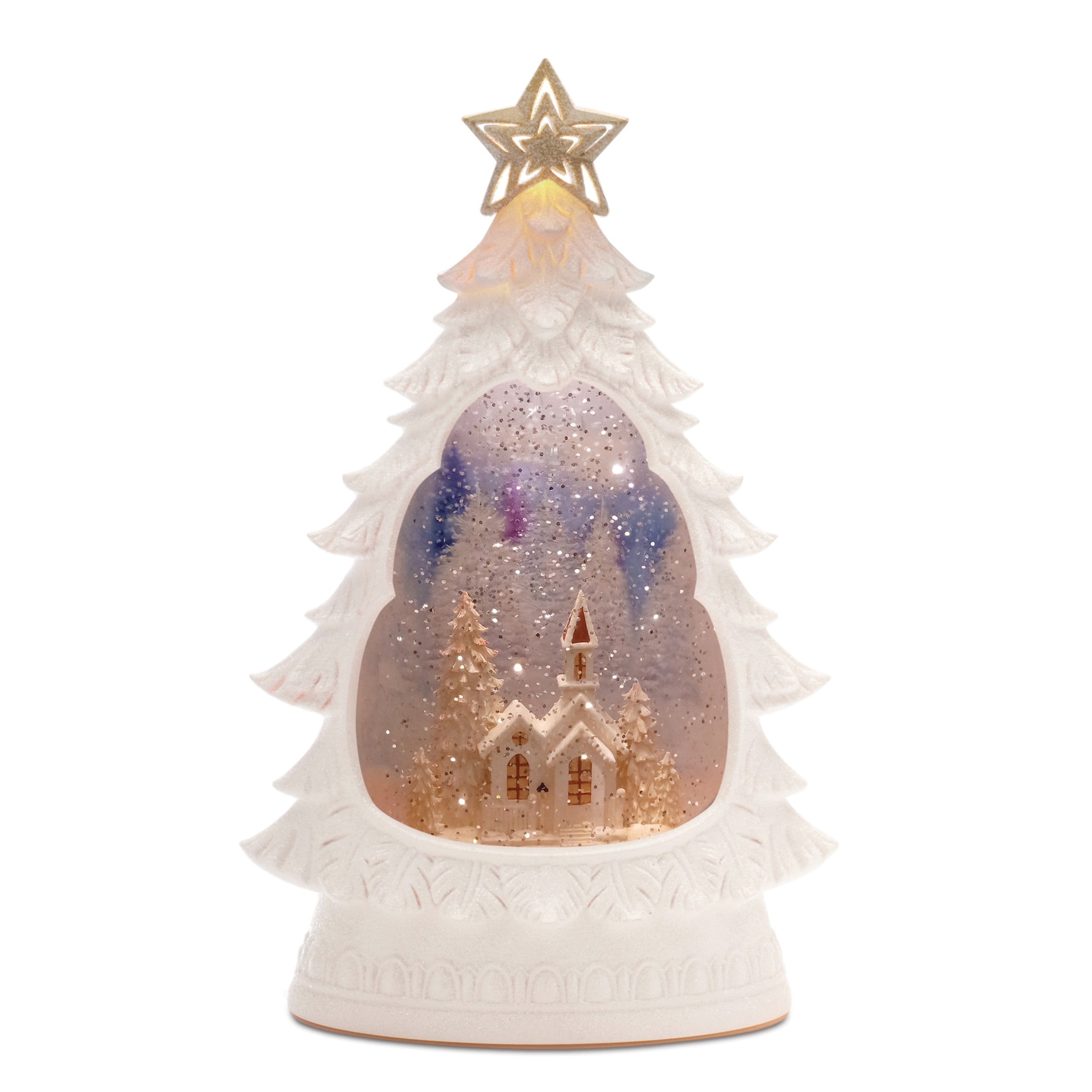 LED Snow Globe w/Church 12”H  3 AA Batteries Not Included/USB Cord Included 6 Hr Timer