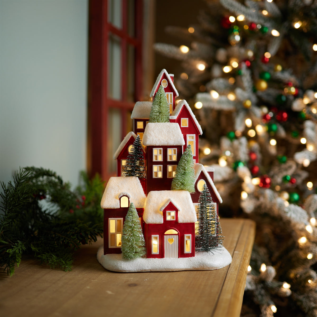 LED Houses 13.5"H Resin