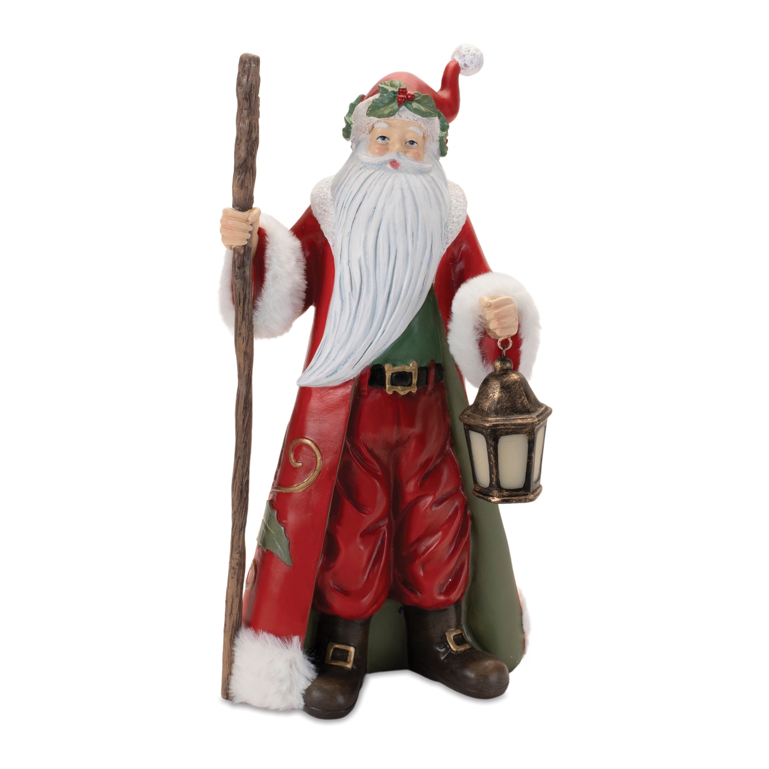 Santa w/Lantern 13.5”H Resin
