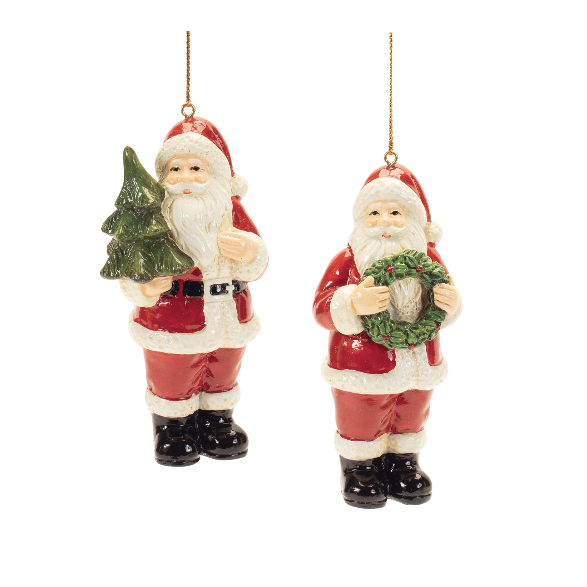 Santa Ornament (2 Asst) 4”H Resin