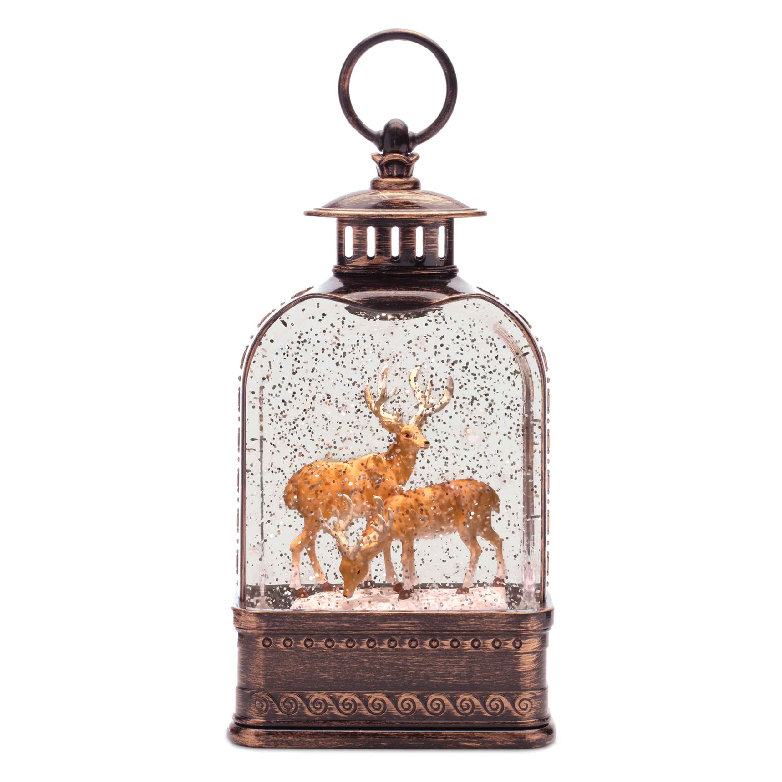 LED Snow Globe w/Deer 11”H  3 AA Batteries Not Included/USB Cord Included 6 Hr Timer