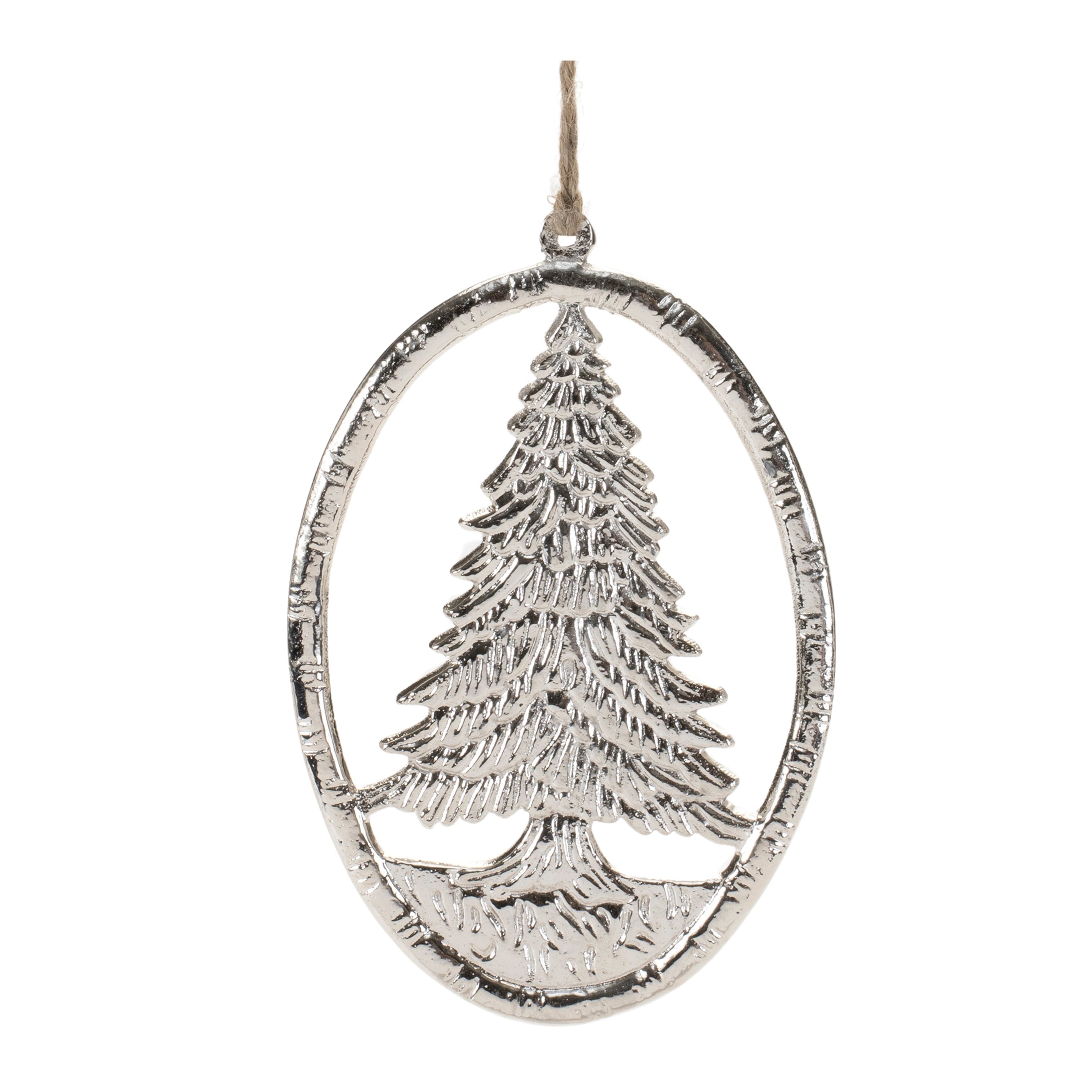 Oval Tree Ornament 6”H Aluminum