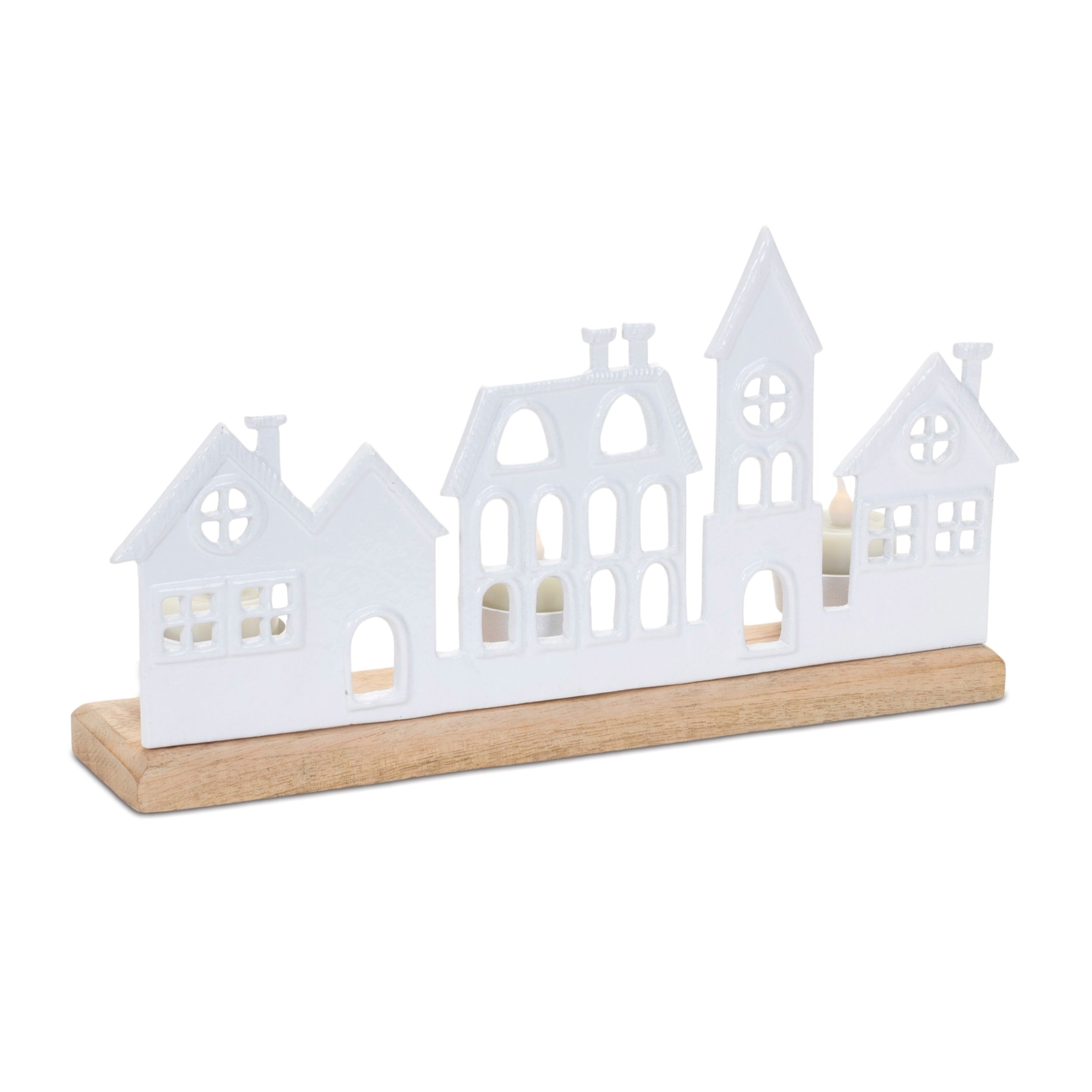 Street Scene Tealight Holder 12"L x 6"H Aluminum