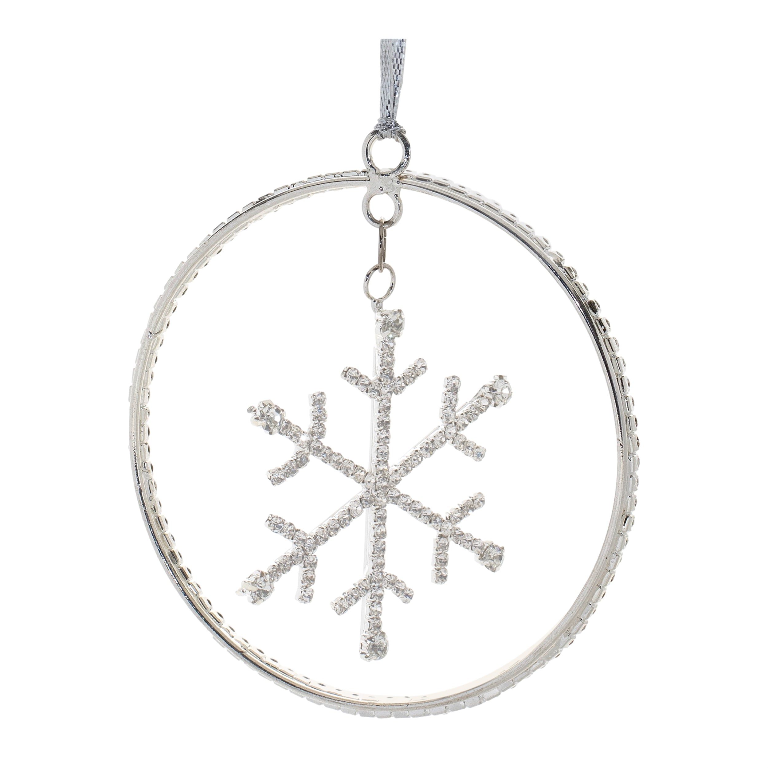Snowflake Disc Ornament 4”H Iron/Glass Beads