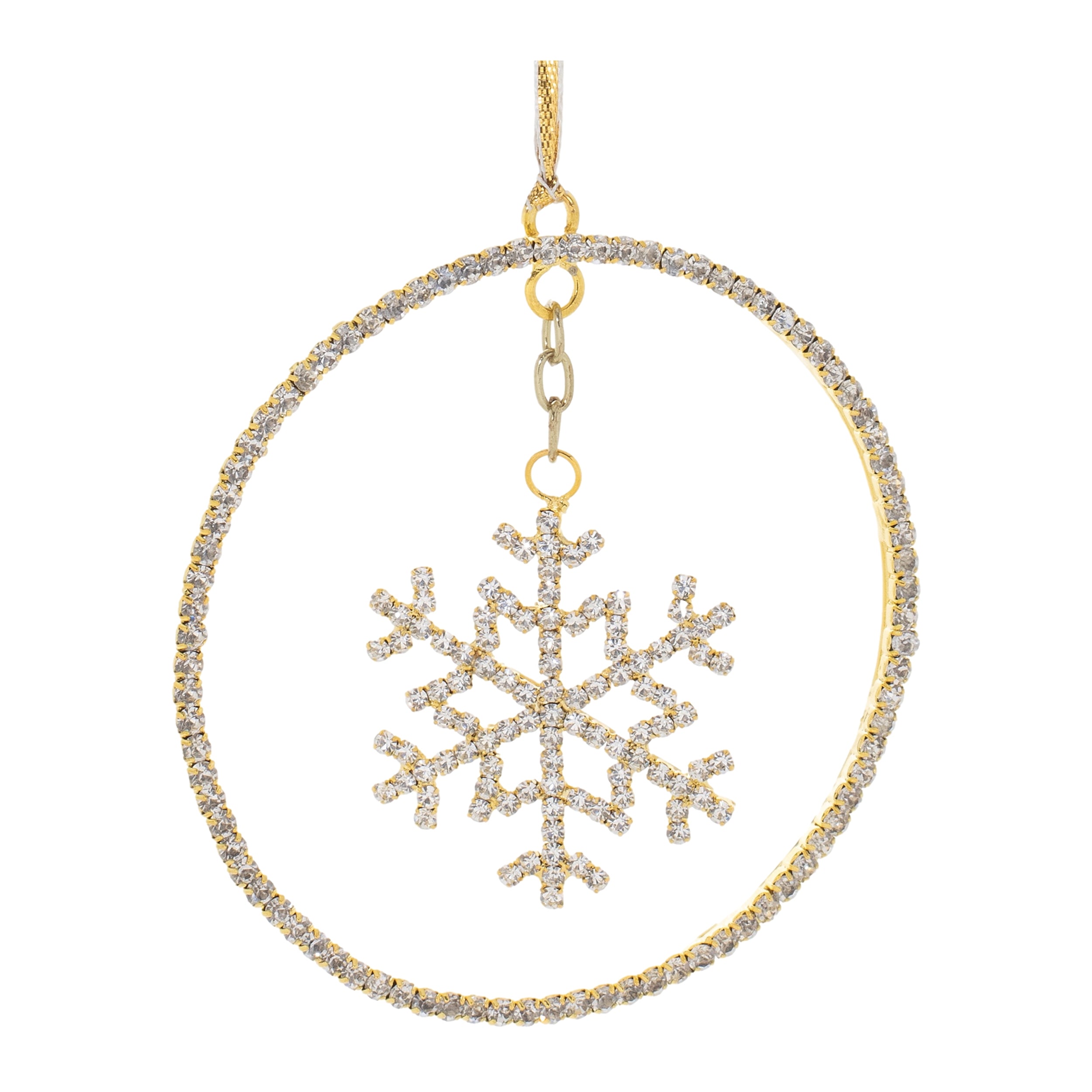 Snowflake Disc Ornament 4”H Iron/Glass Beads