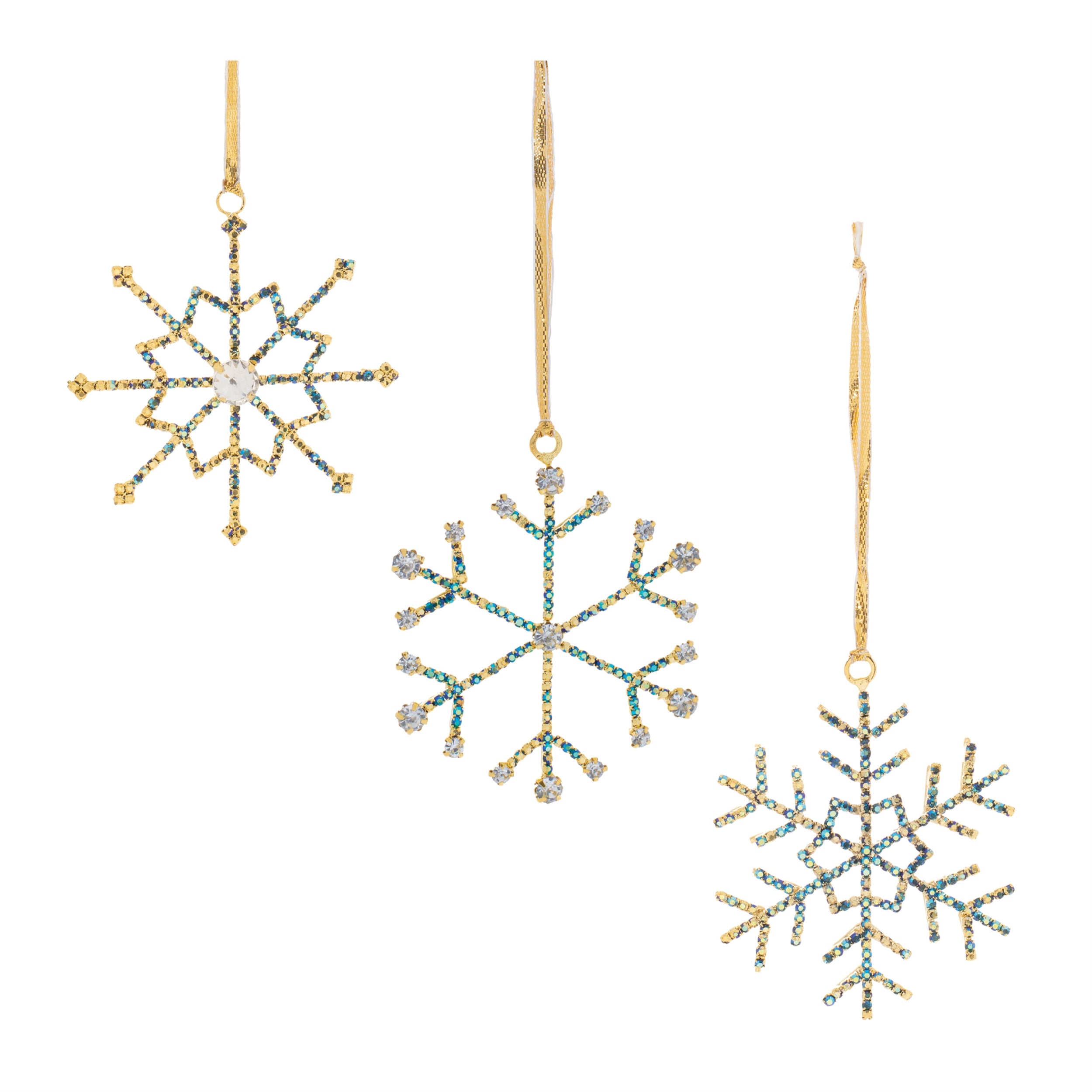 Snowflake Ornament (3 Asst) 3.5”H Iron/Glass Beads