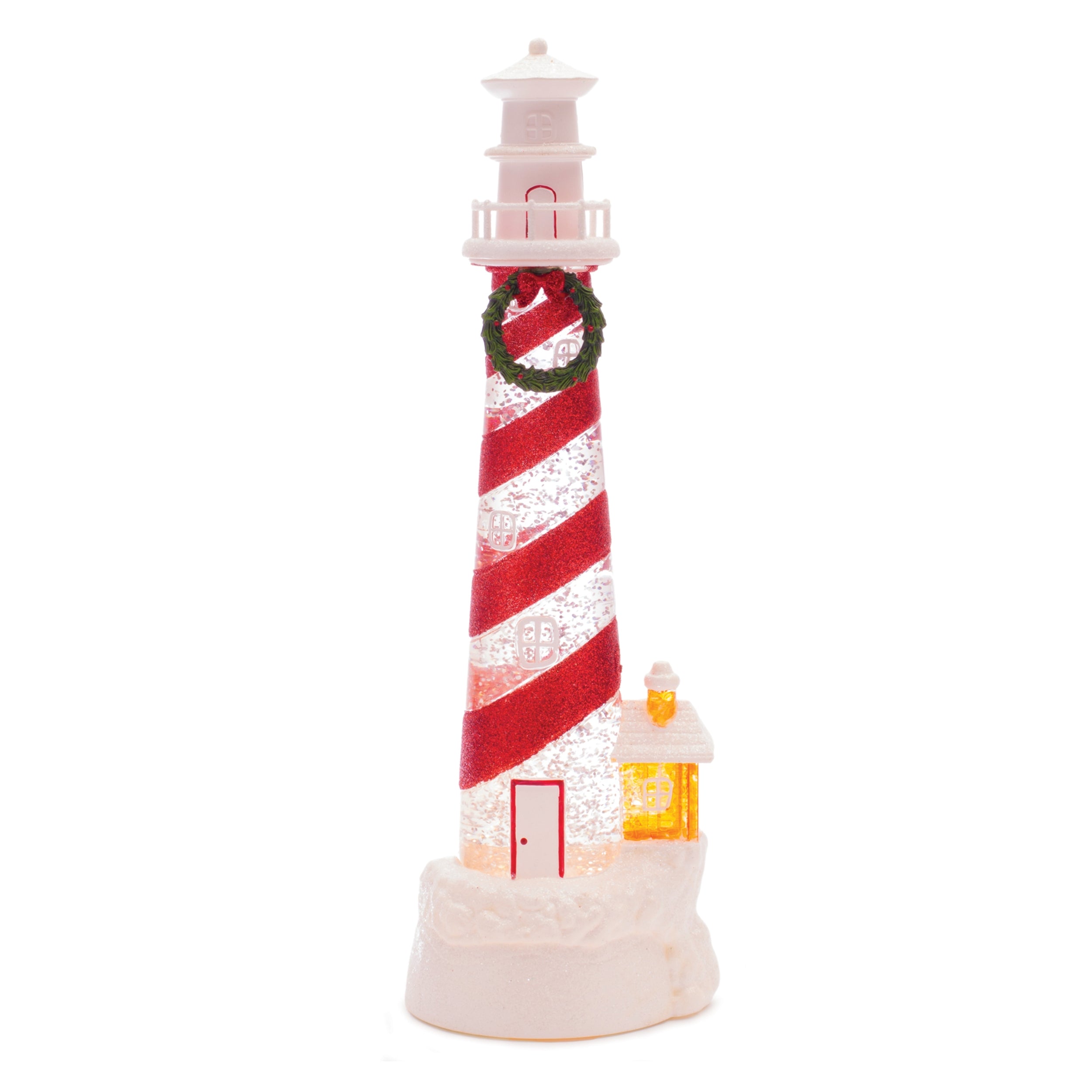 LED Snow Globe Lighthouse 11.5”H  3 AA Batteries Not Included 6 Hr Timer
