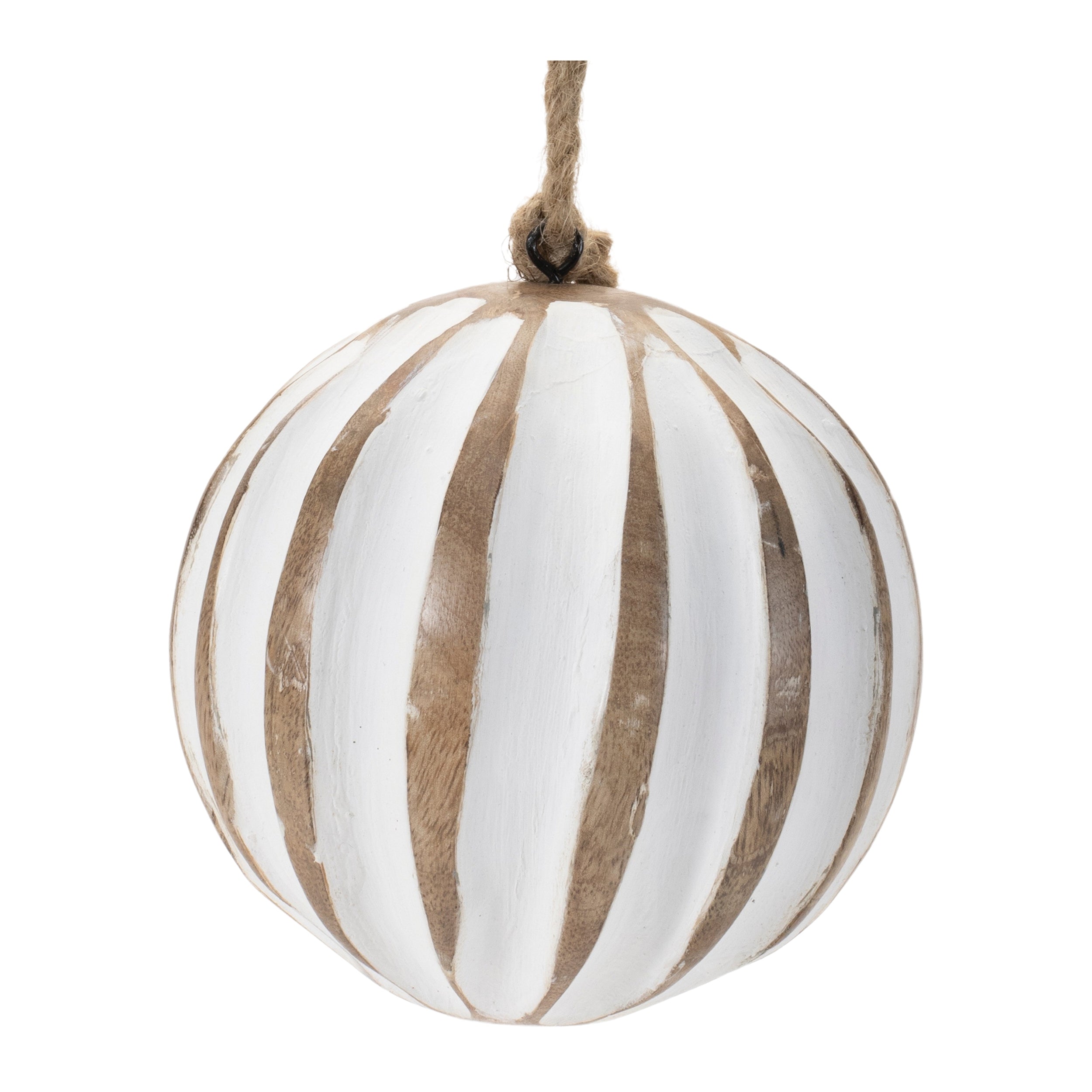 Ball Ornament 5”D Wood