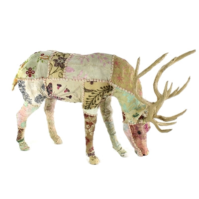 Bavarian Forest Stag Grazing - Ex Lrg - Beige Sari