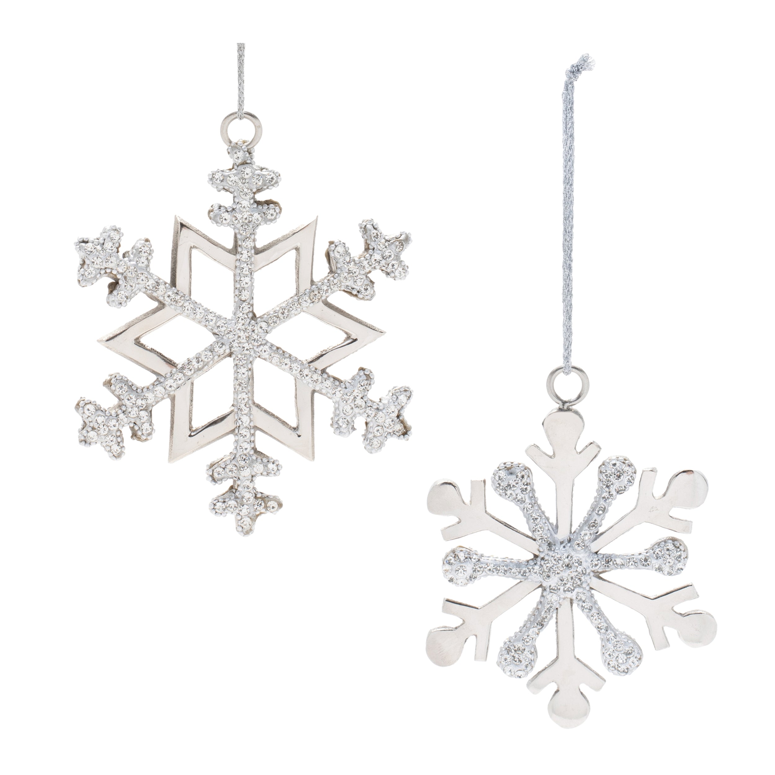 Snowflake Ornament (2 Asst) 5"H, 5.5"H Aluminum