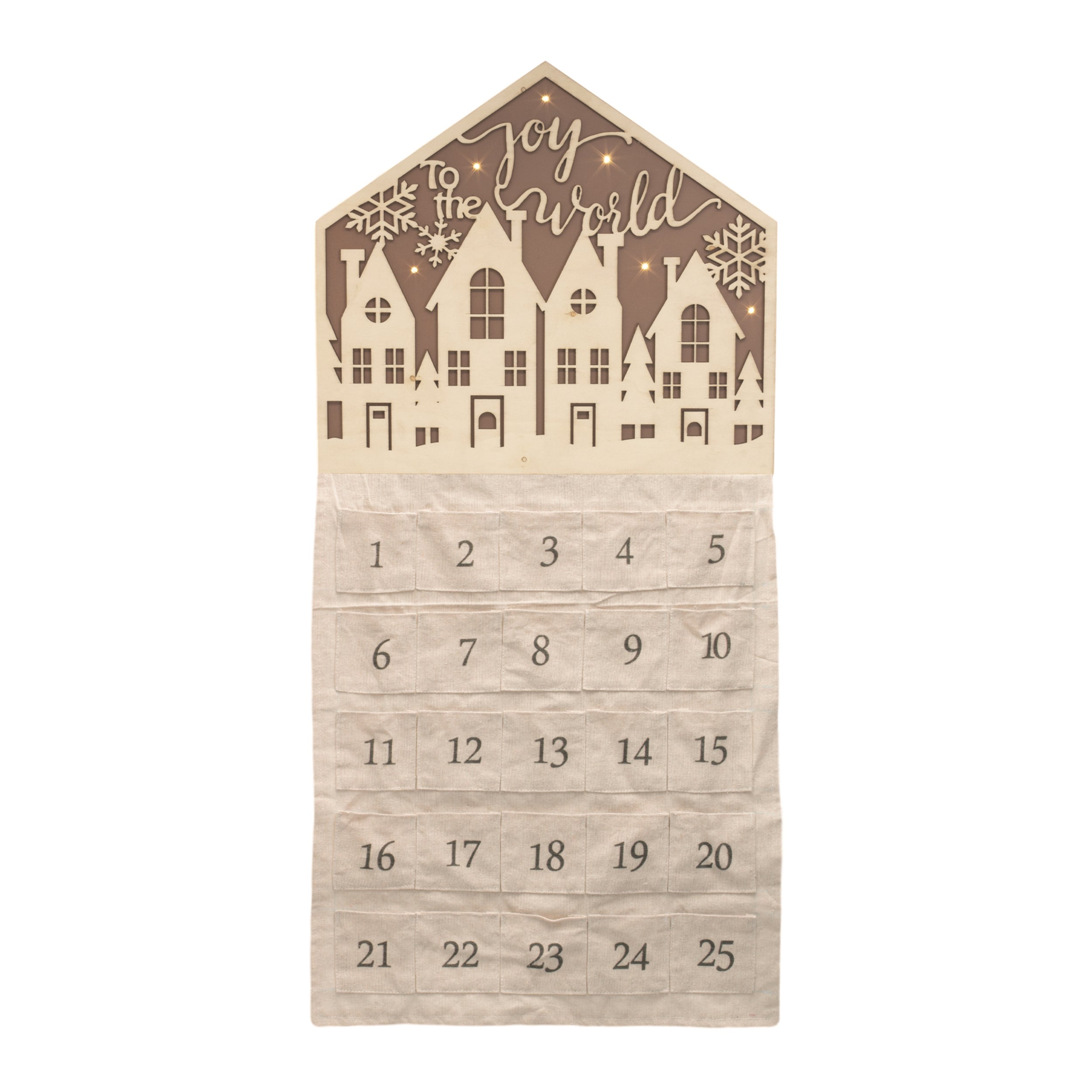 LED Joy to the World Countdown 16.5"L x 34.5"H Wood/Fabric 2 AA Batteries Not Included