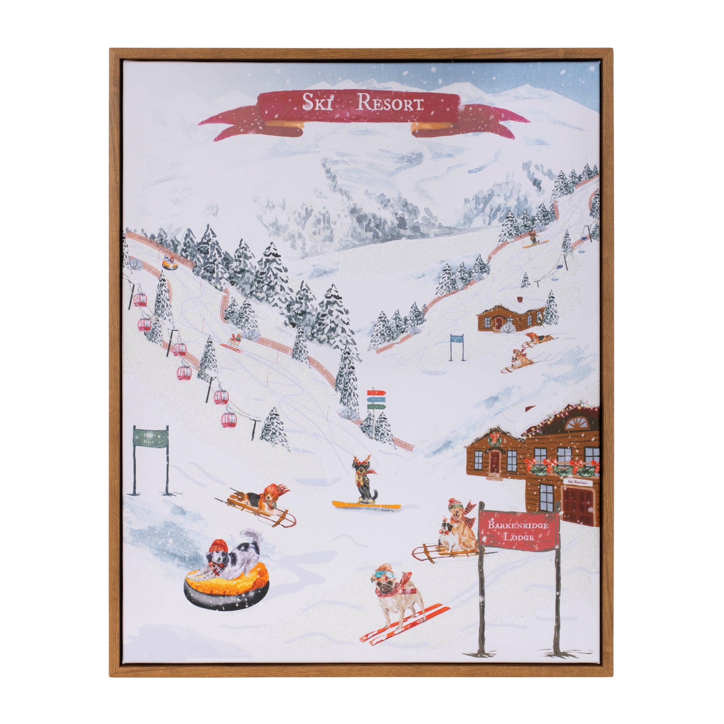 Ski Dogs Print 16"L x 20"H Plastic/Canvas/MDF