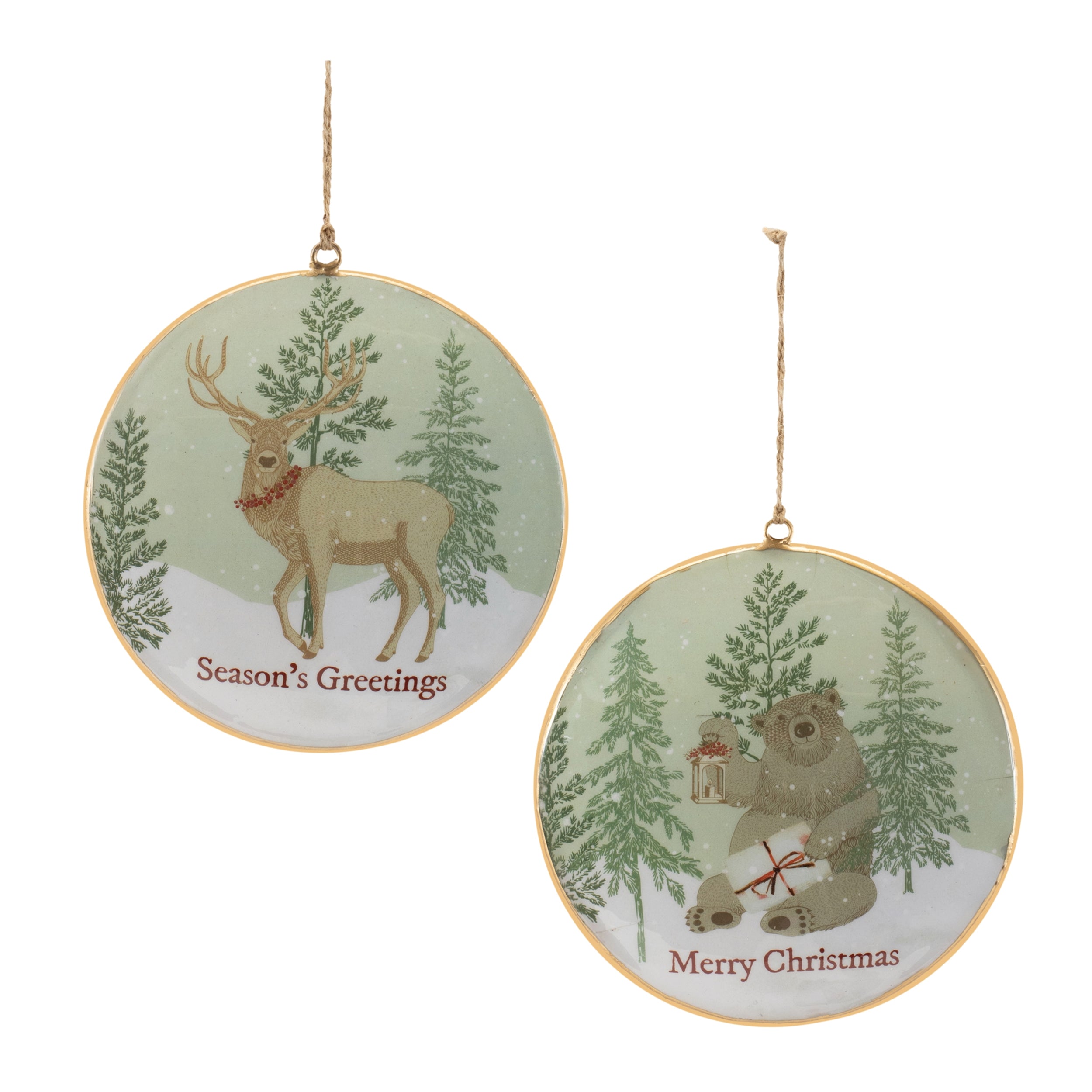 Forest Animal Disc Ornament (2 Asst) 6”H Iron