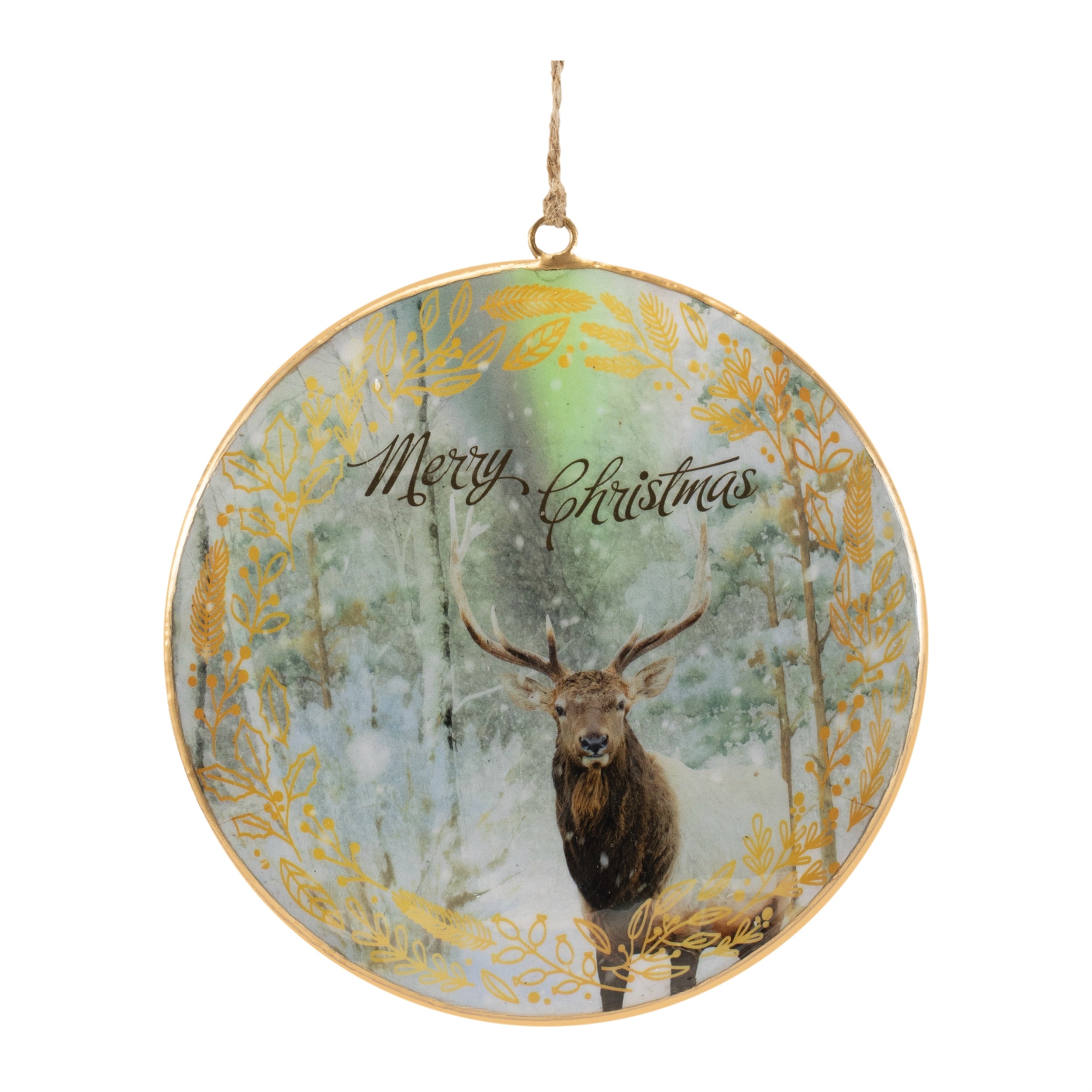 Deer Disc Ornament 6”H Iron