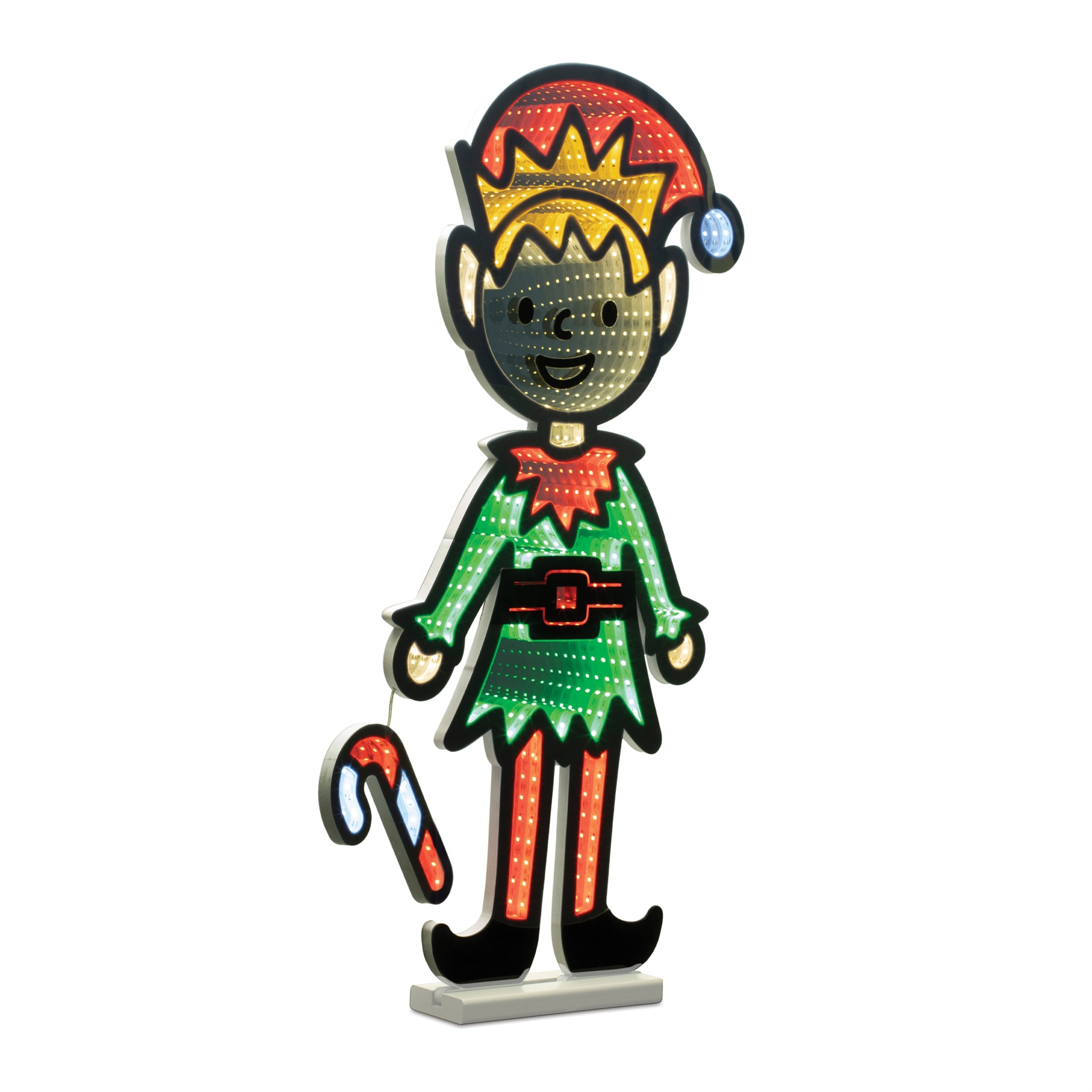 Elf w/Candy Cane Infinity Light 29”H Acrylic UL Plug