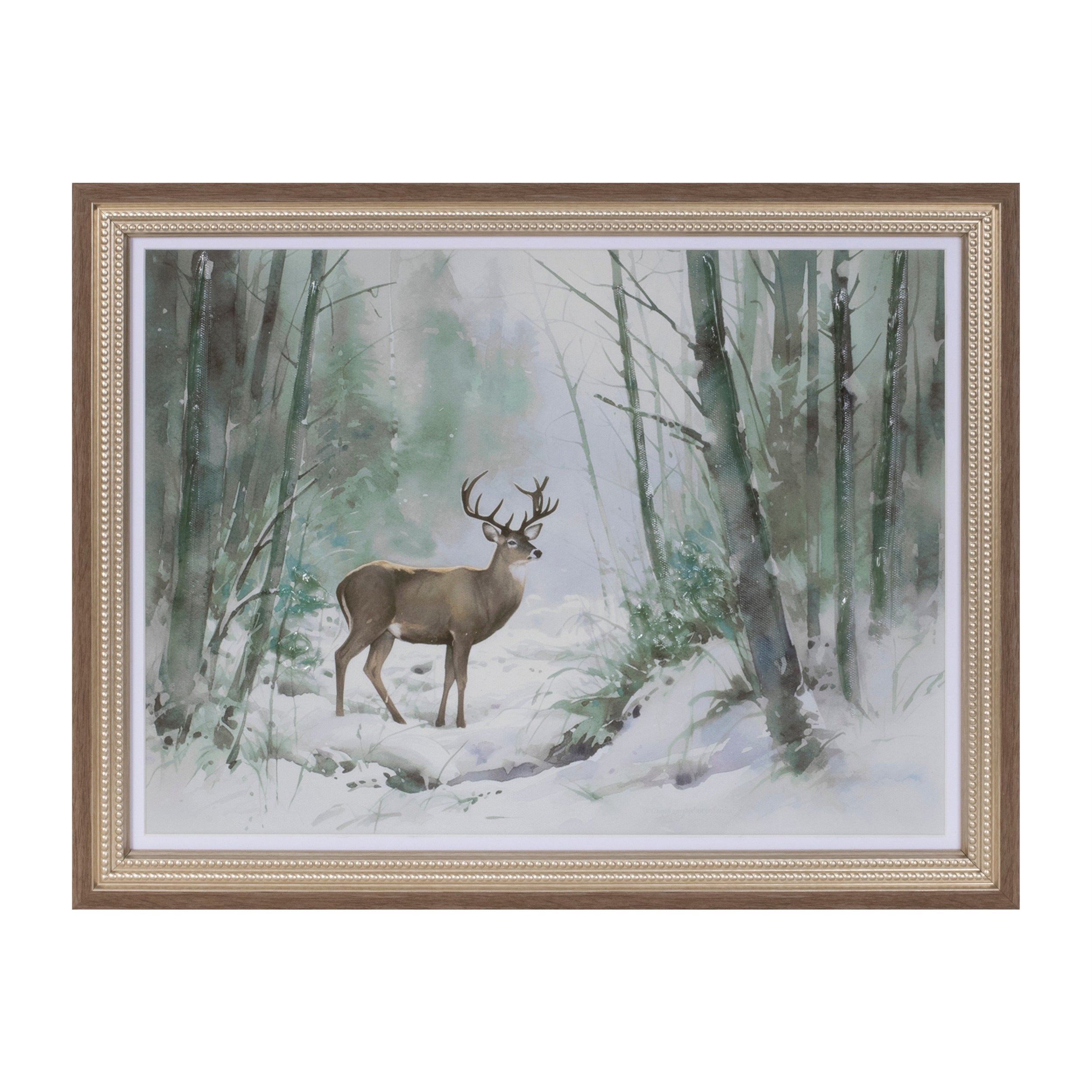 Deer in Forest Frame 16"L x 12.75"H Wood/