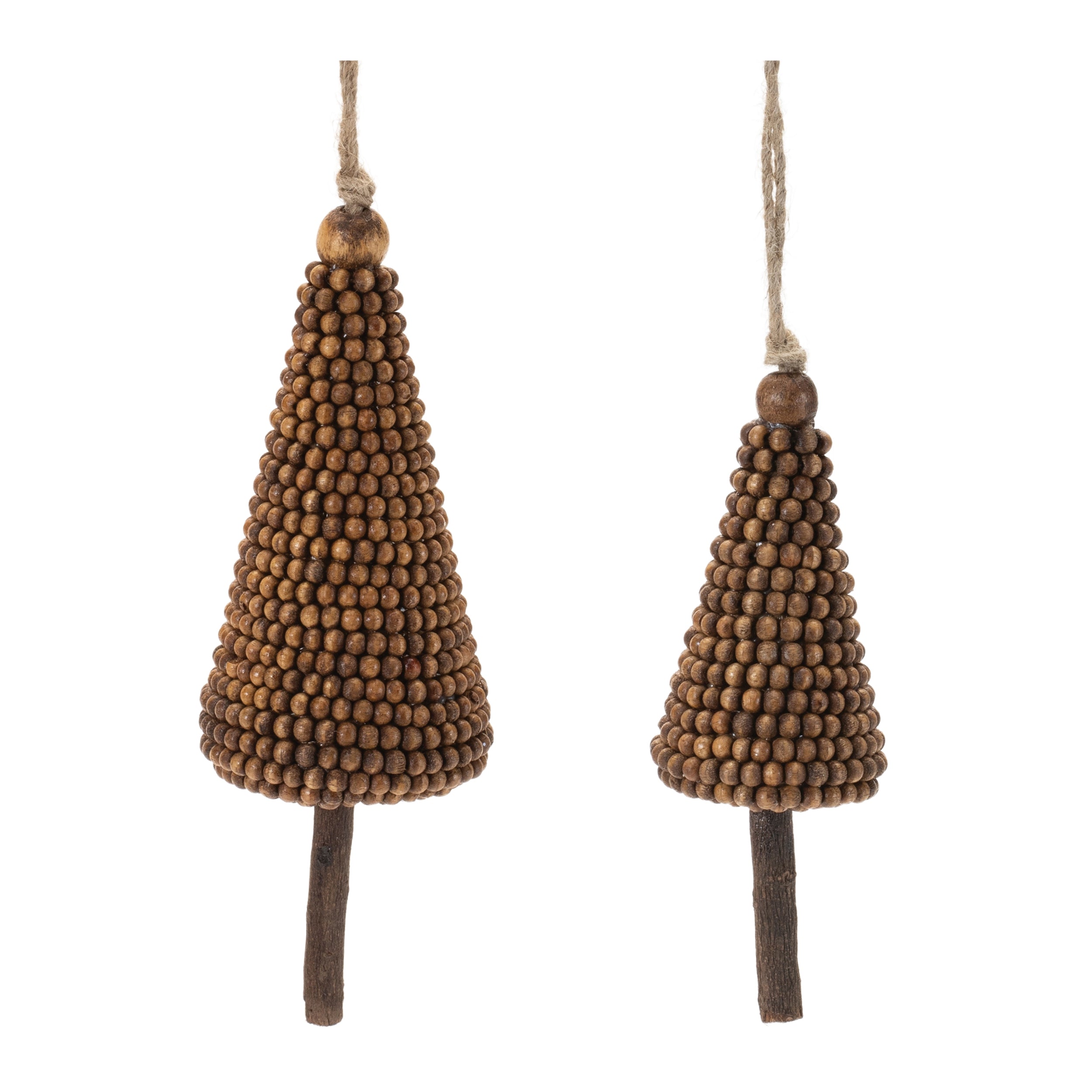 Beaded Tree Ornament (Set of 4) 5"H, 7"H Plastic/Wood