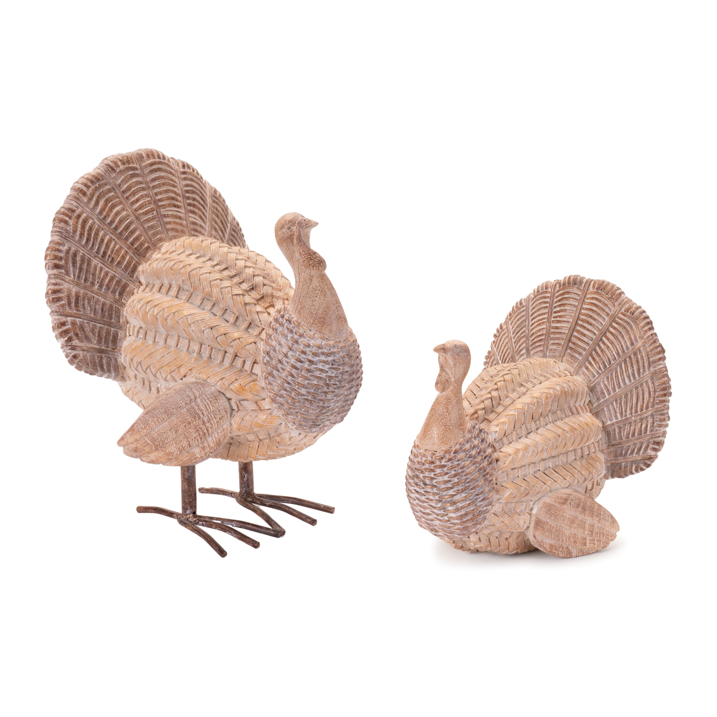 Turkey (Set of 2) 6.5"H, 9.5"H Resin