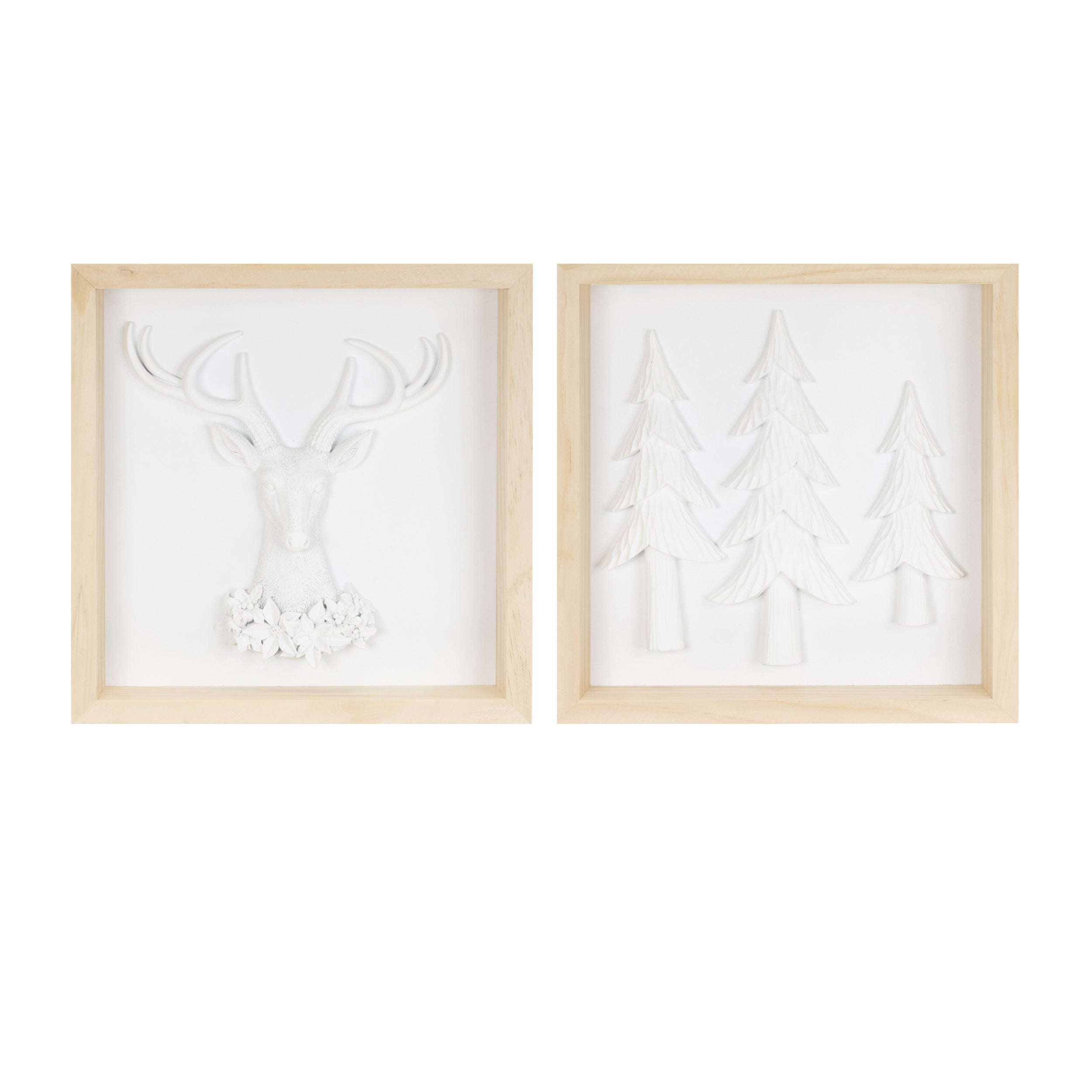 Holiday Frame (2 Asst) 12”SQ Resin/Wood