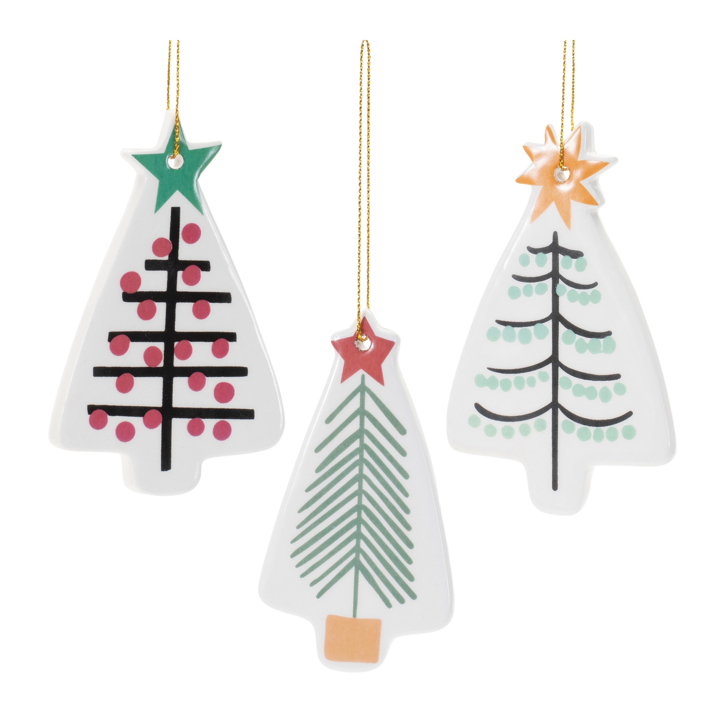 Tree Ornament (3 Asst) 4”H Ceramic