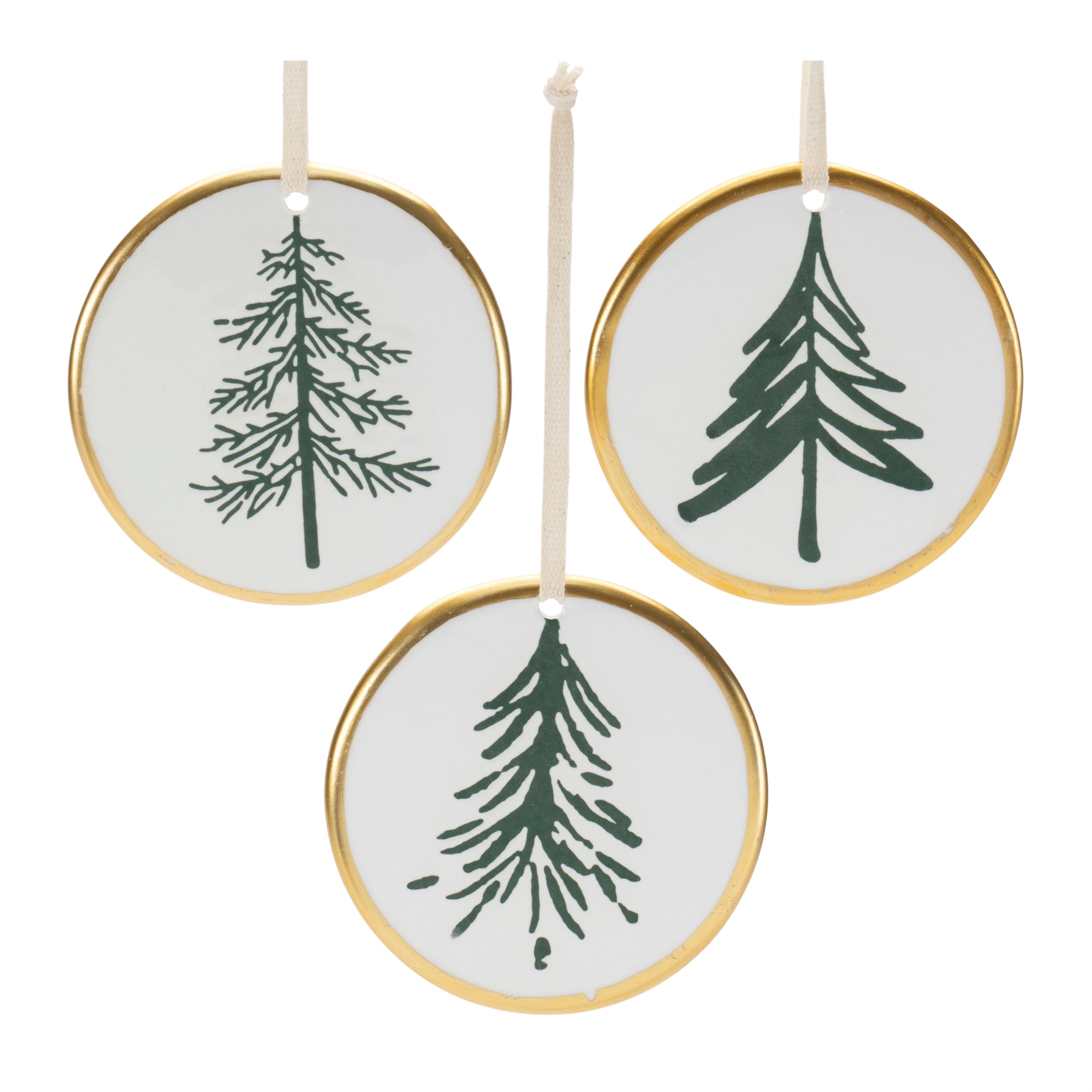 Tree Disc Ornament (3 Asst) 3.5”H Ceramic