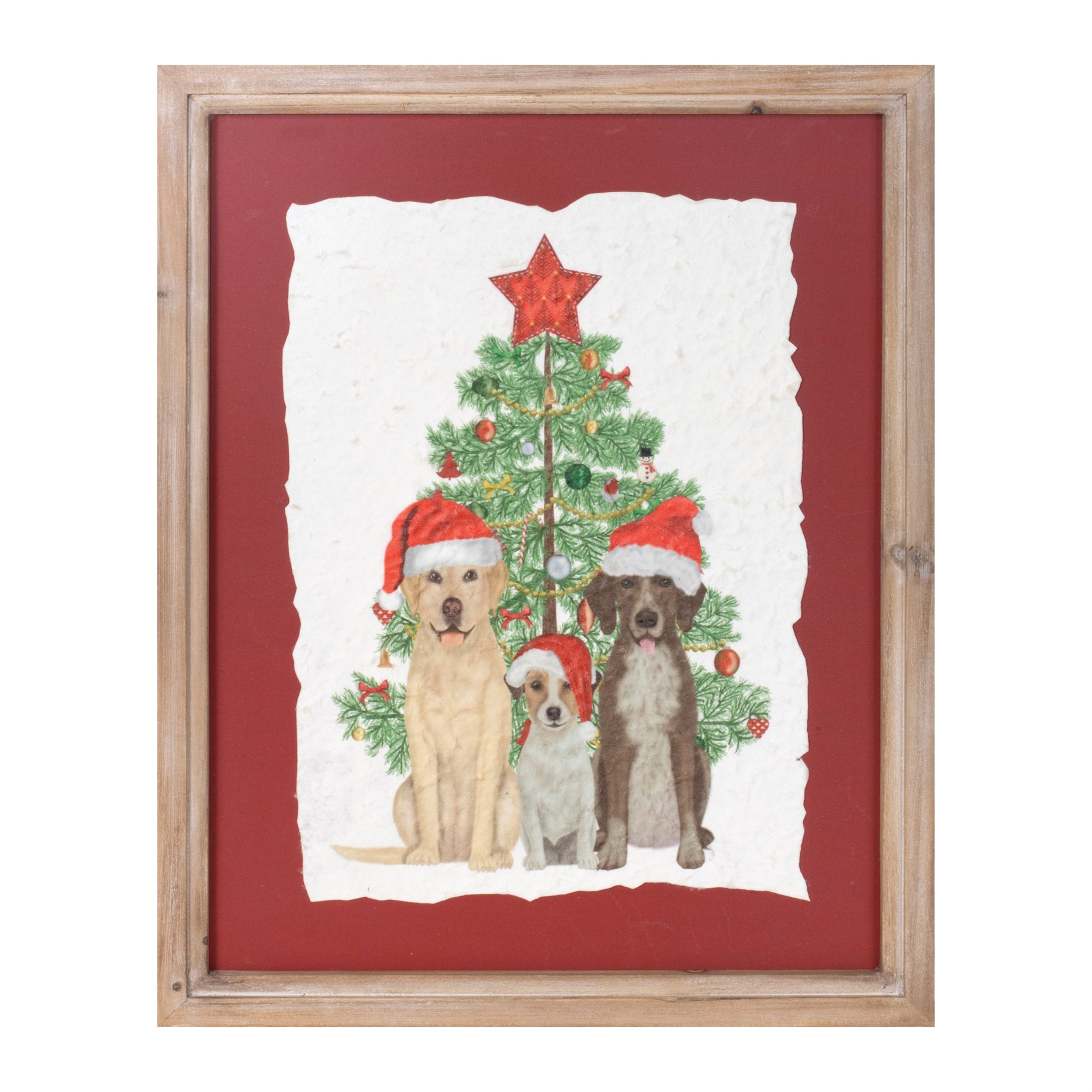 Dogs with Tree Frame 11.5"L x 15"H MDF/Wood