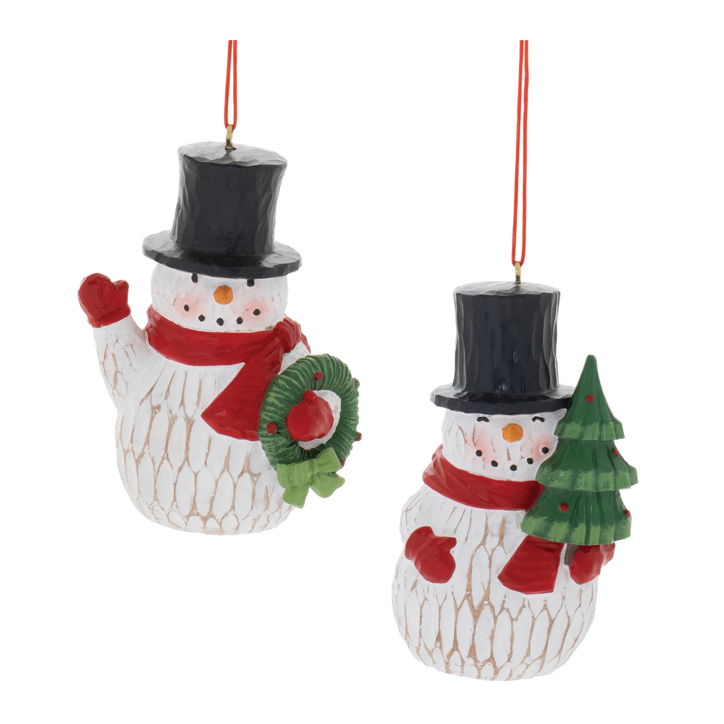 Snowman Ornament (2 Asst) 3.25"H, 3.75"H Resin