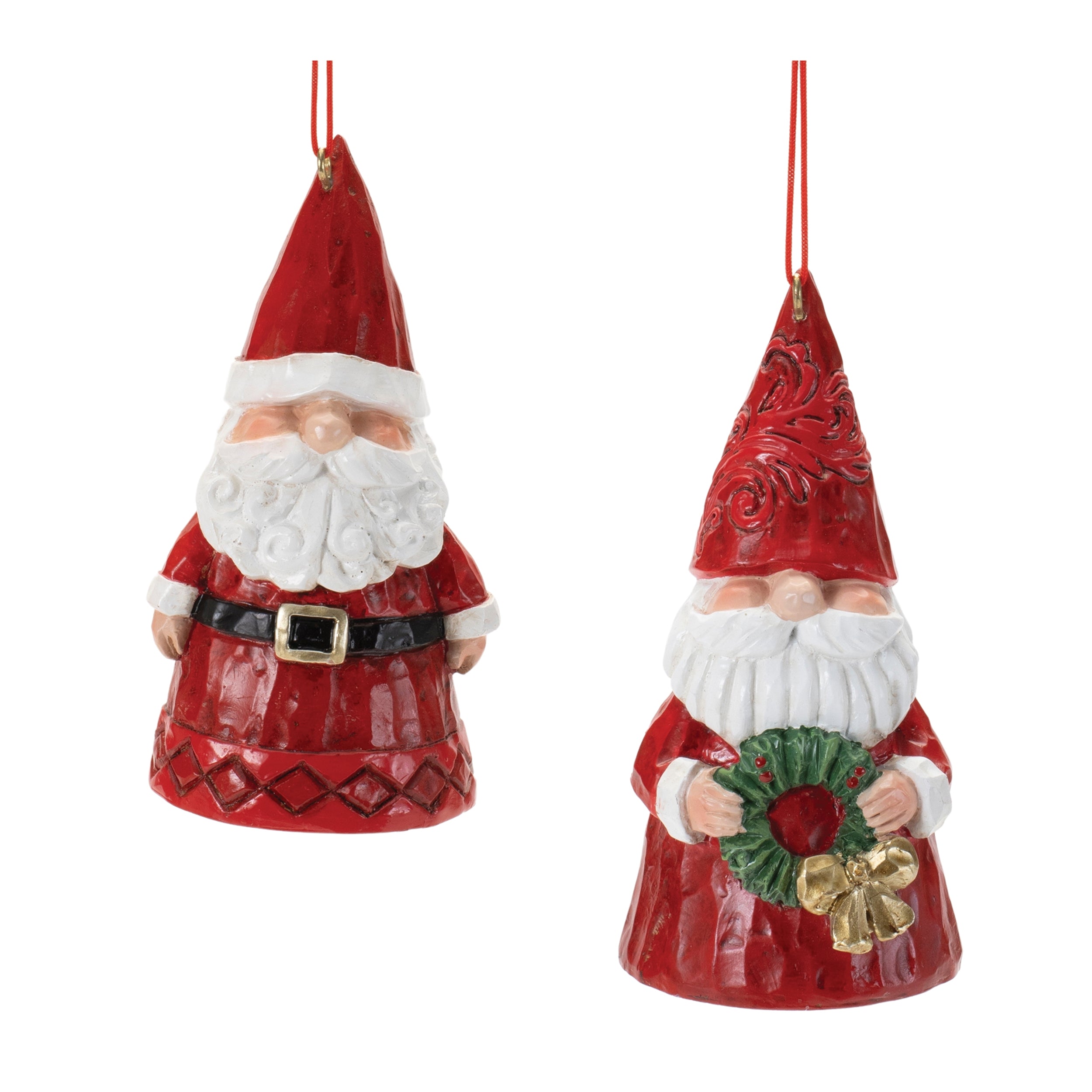 Santa Ornament (2 Asst) 4.5”H Resin