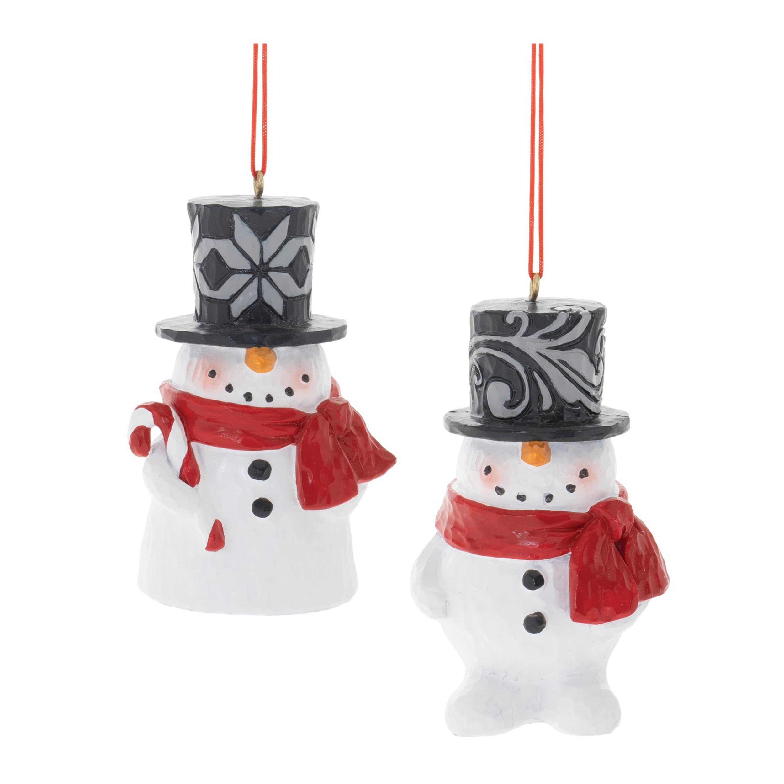 Snowman Ornament (2 Asst) 3.25”H Resin