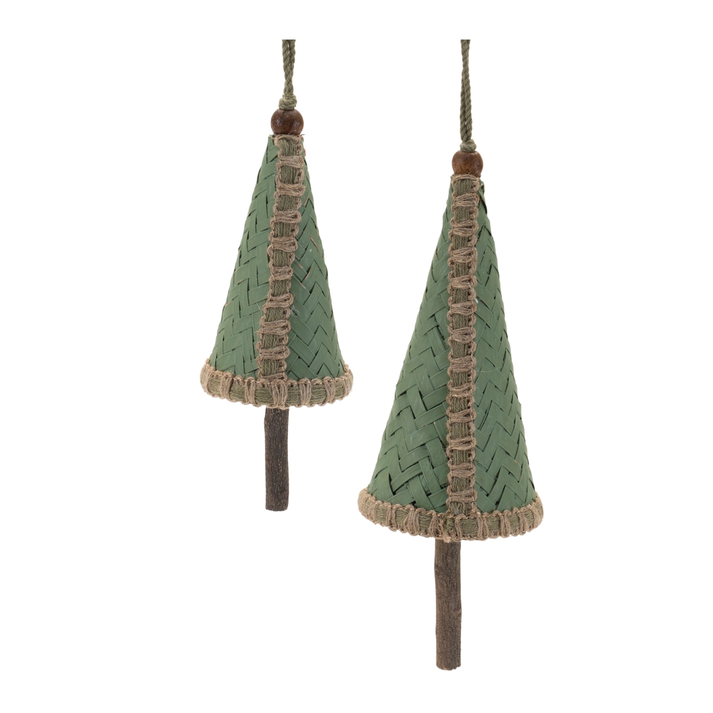 Tree Ornament (Set of 4) 6.5"H, 9"H Plastic/Bamboo/Wood