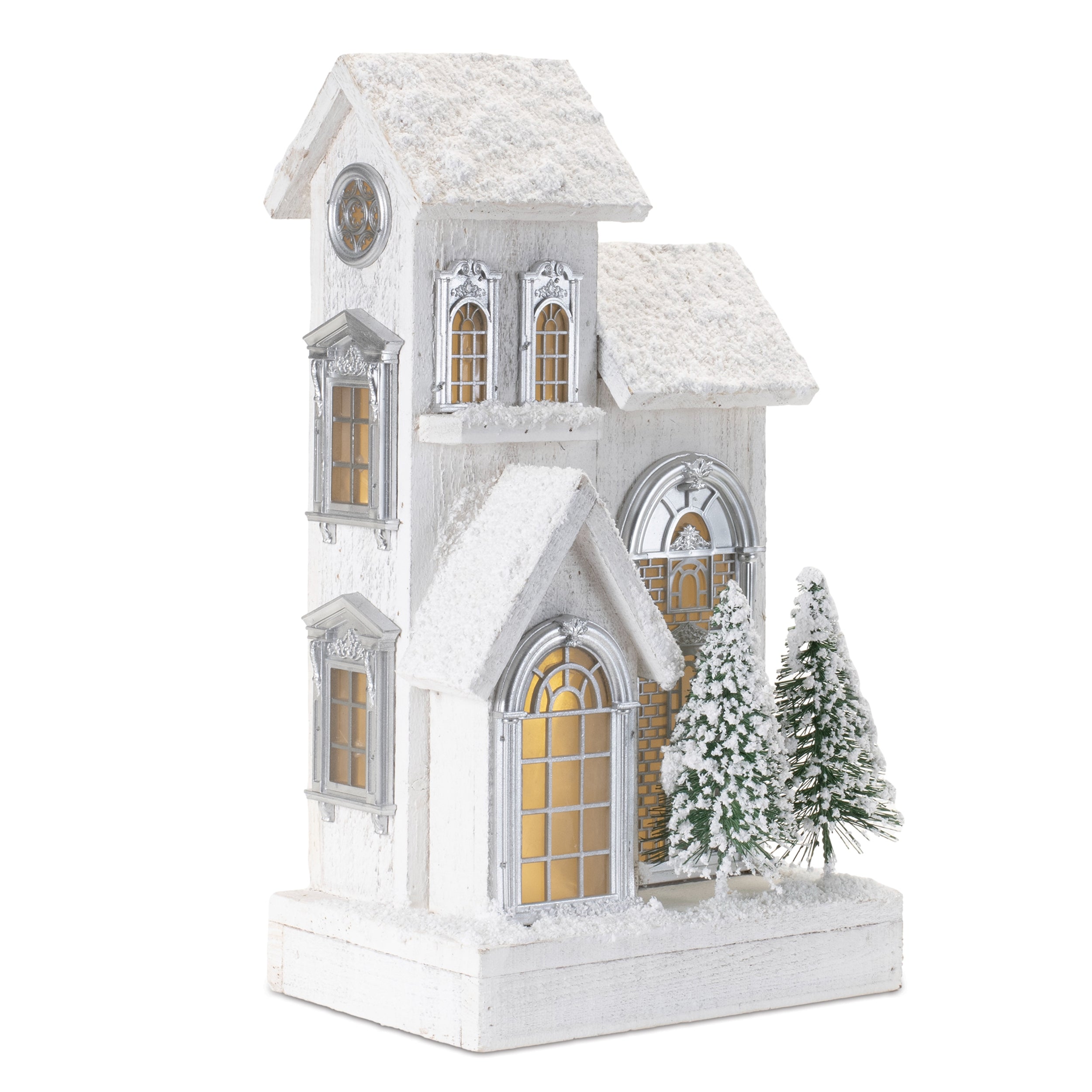 LED House 8.5"L x 14.5"H Wood 3 AA Batteries Not Included/USB Cord Included