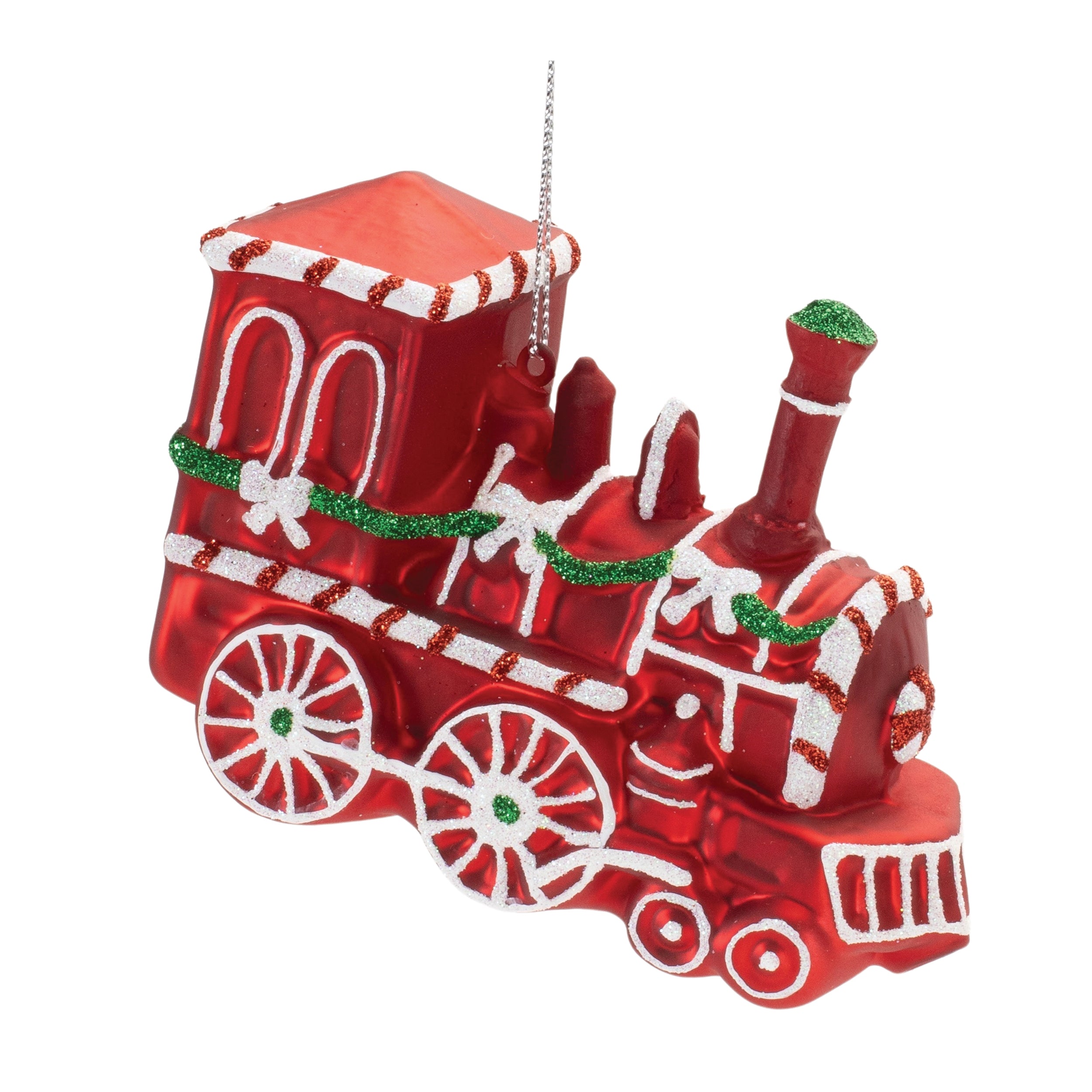 Train Ornament 3.5”H Glass