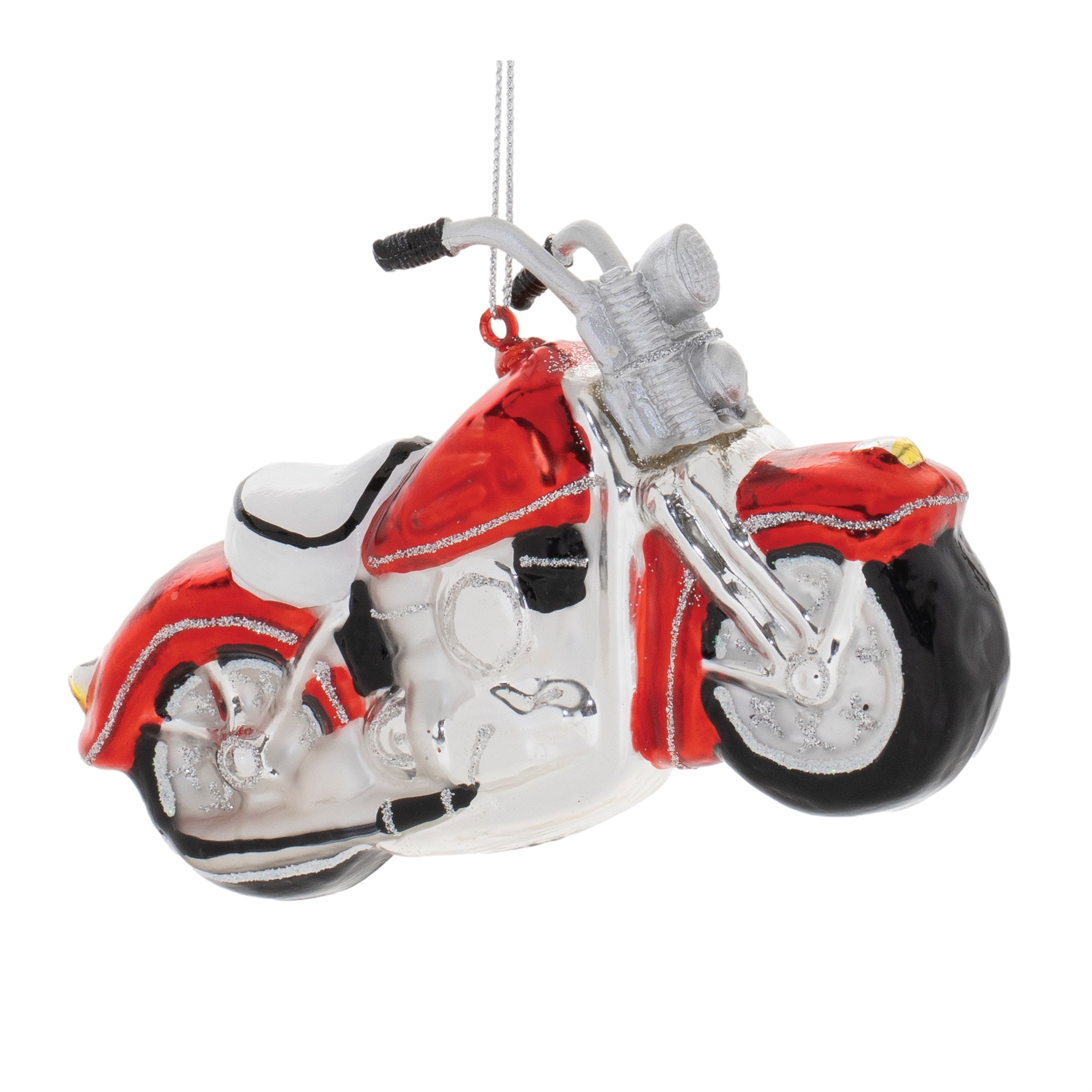 Motorcycle Ornament 2.25”H Glass