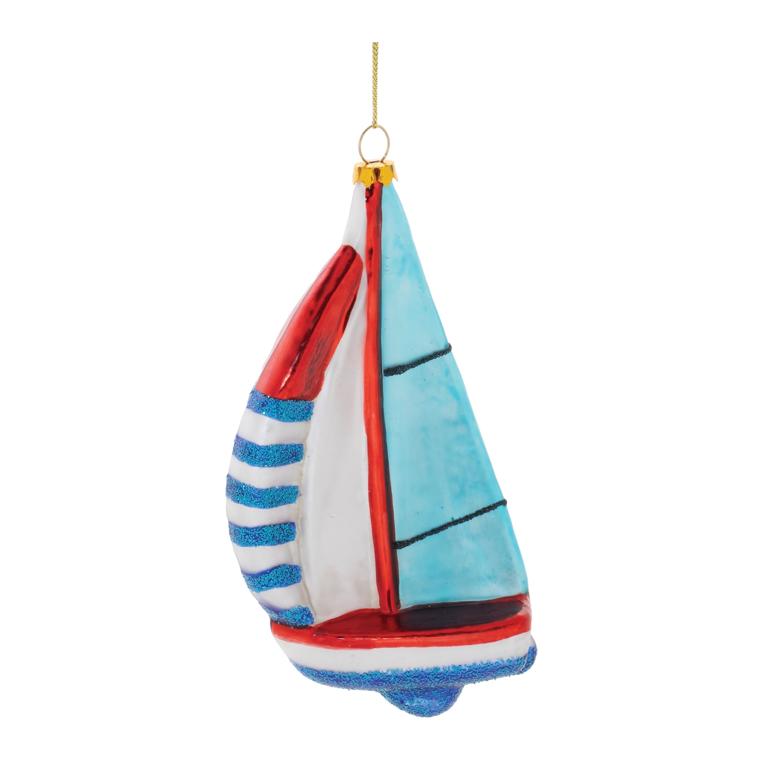 Sail Boat Ornament 6”H Glass