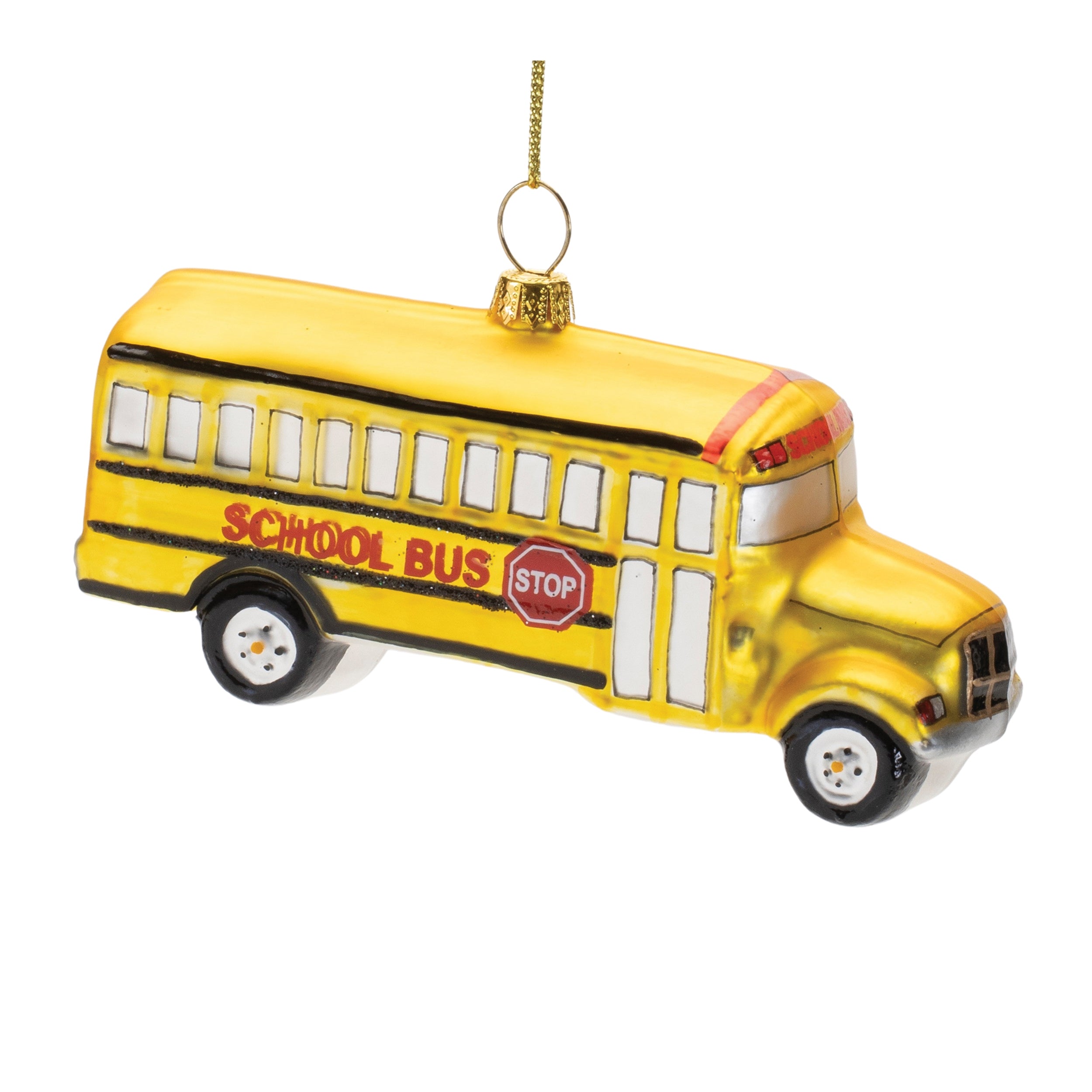 School Bus Ornament 4.5"L x 2.5"H Glass