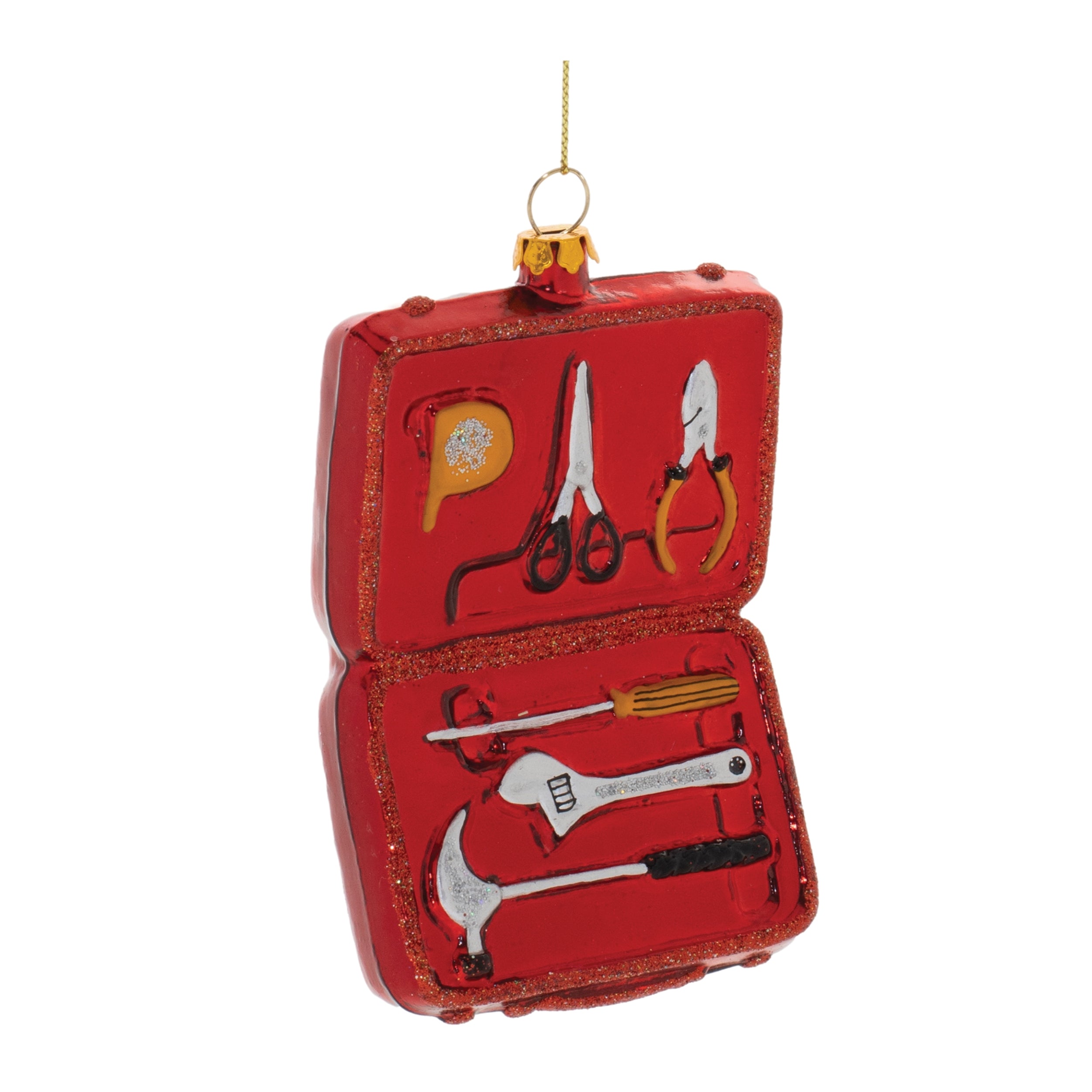 Toolbox Ornament 4”H Glass