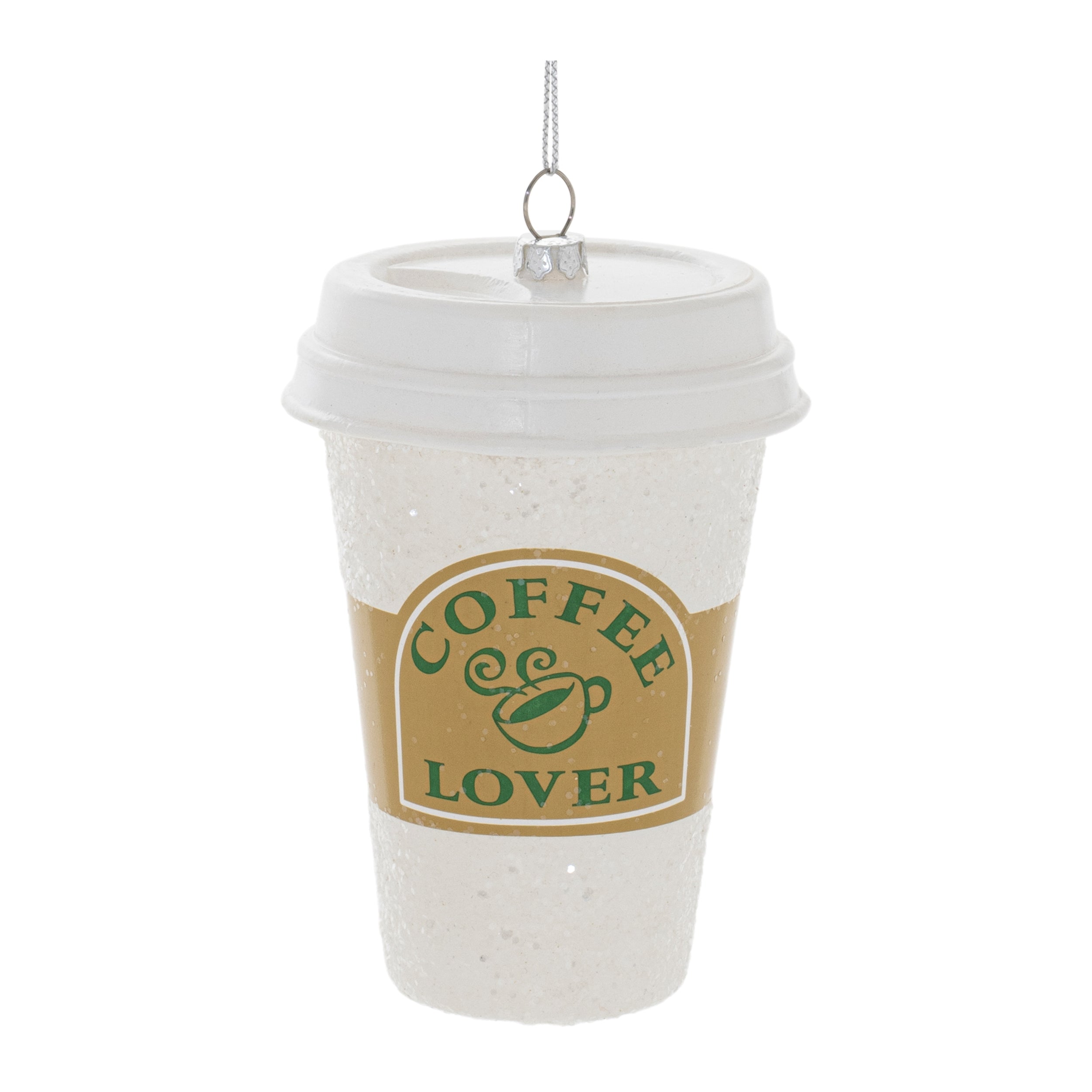Coffee Cup Ornament 4.5”H Glass