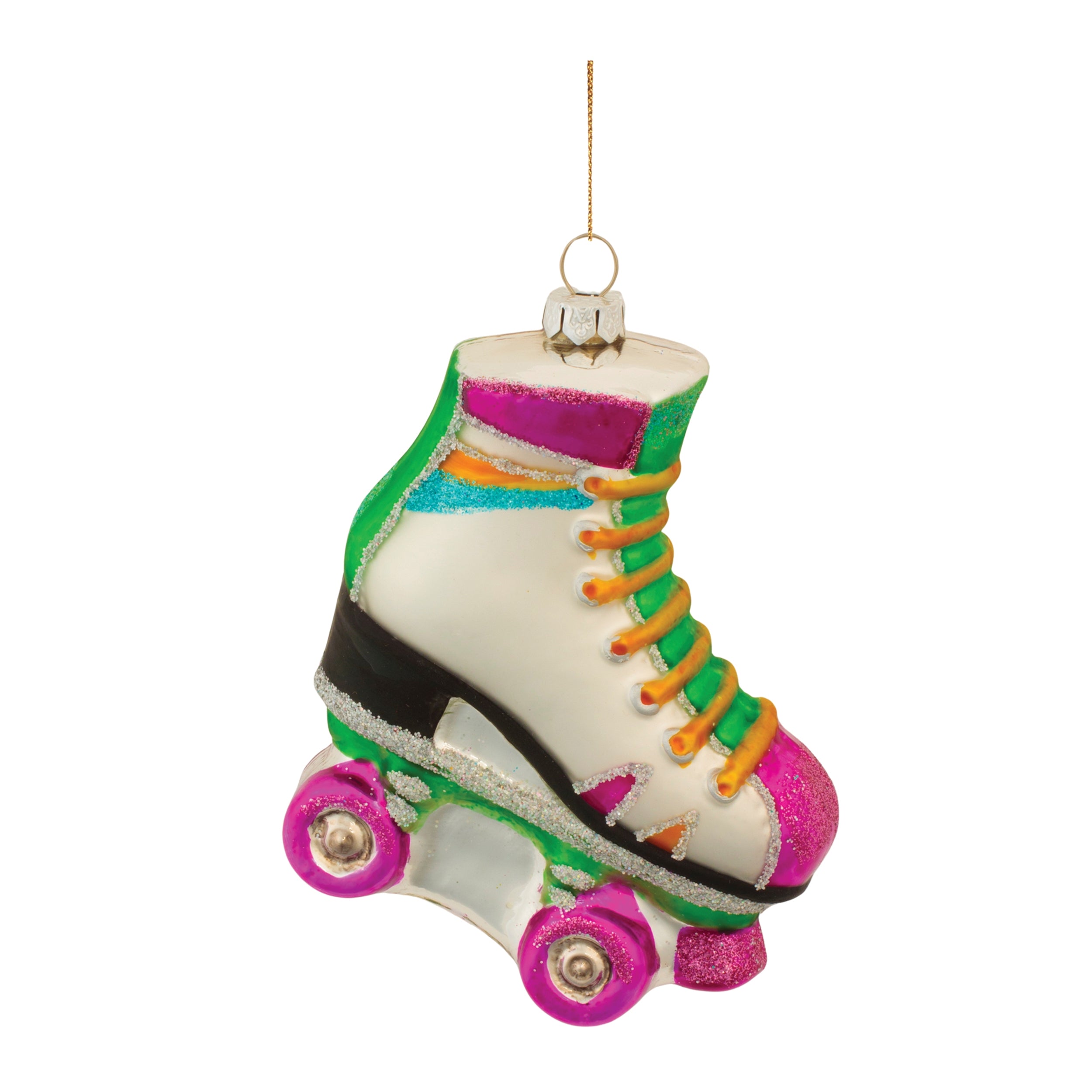 Roller Skate Ornament 4”H Glass