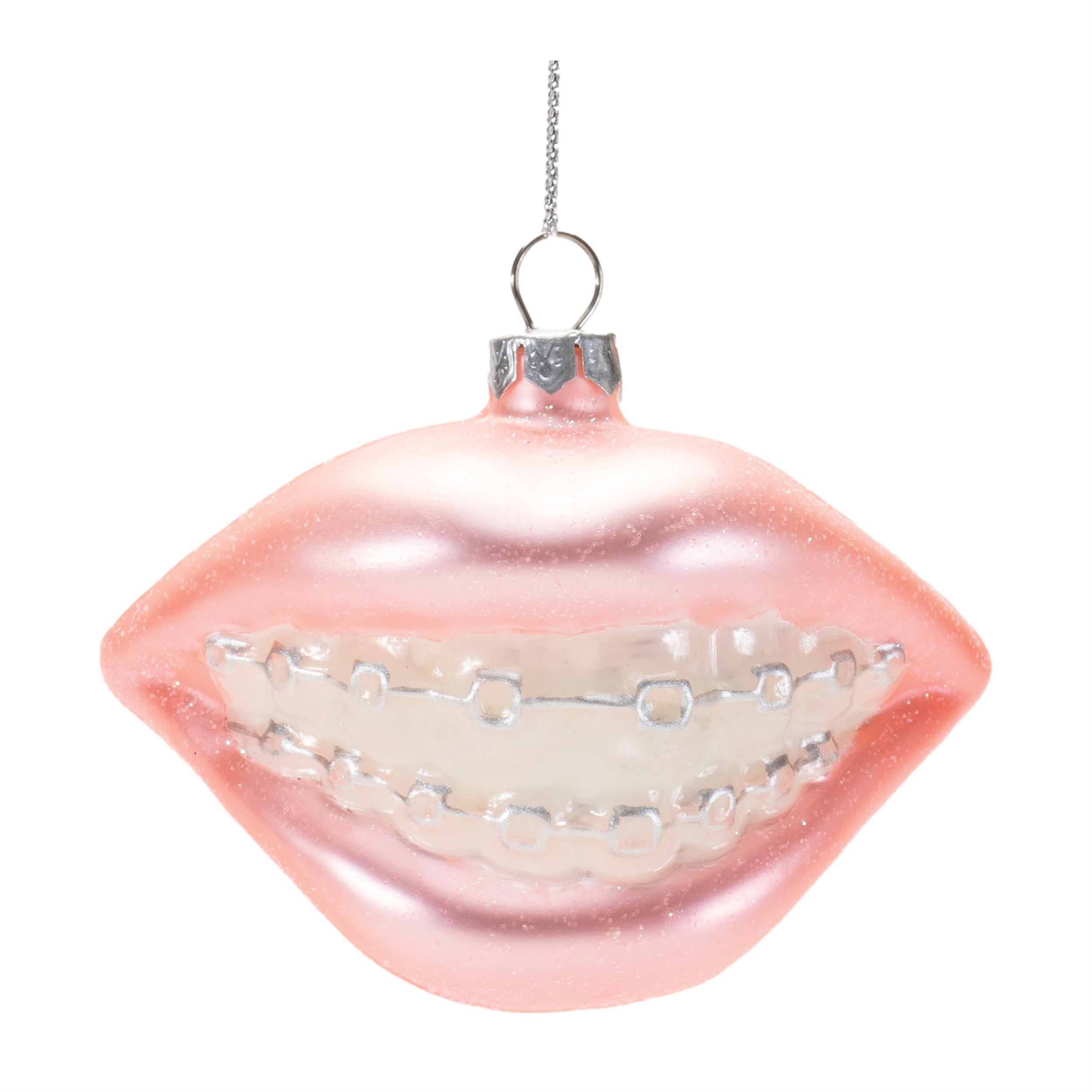 Teeth w/Braces Ornament 3.5"L x 2.5"H Glass