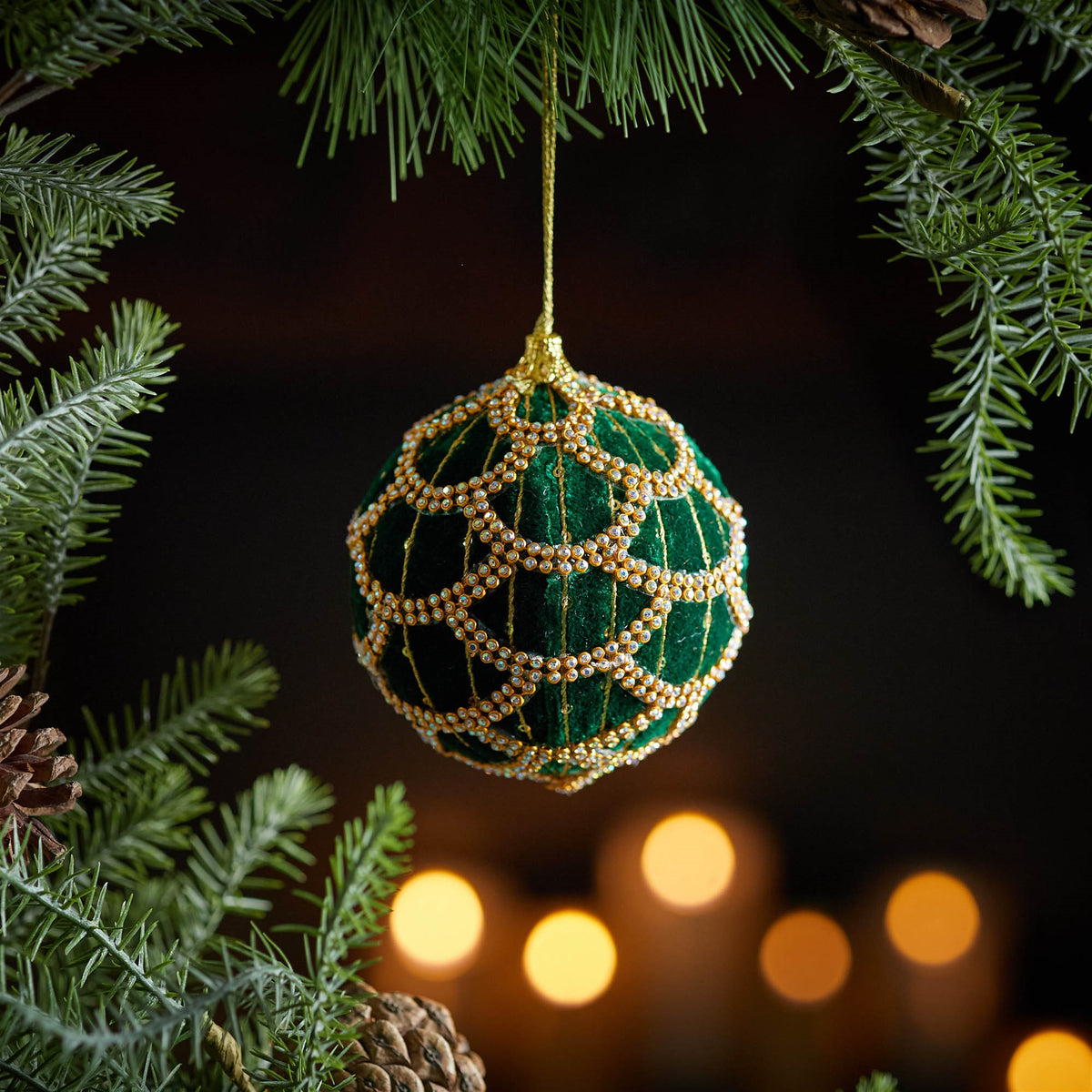 Green Ball Ornaments (Set of 4)