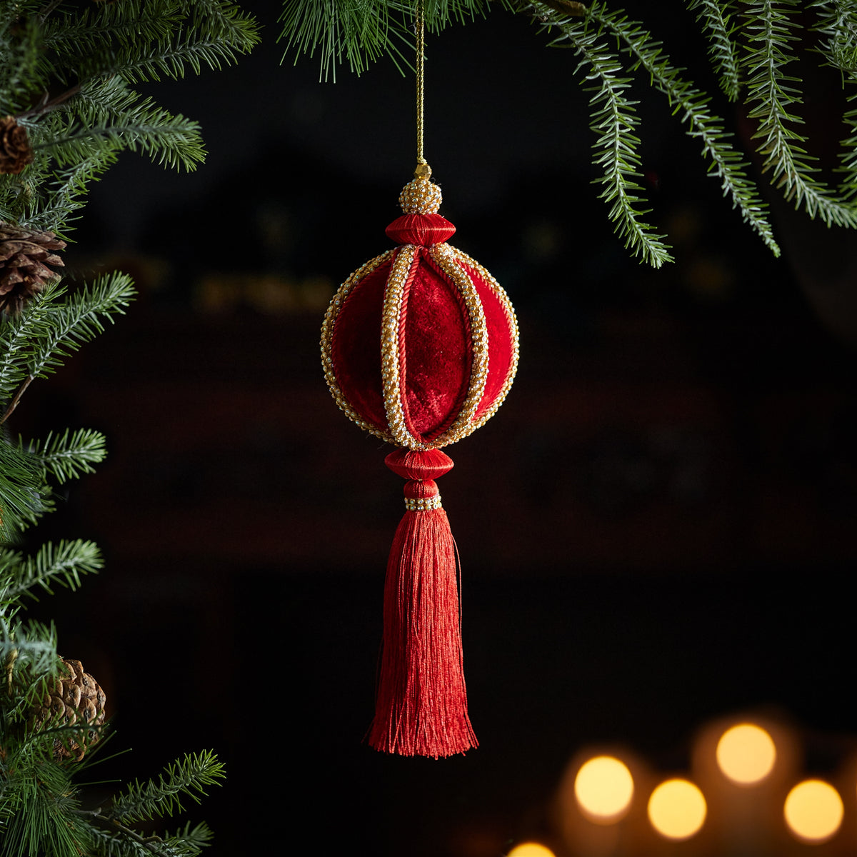 Tasseled Ball Ornaments – Set of 4