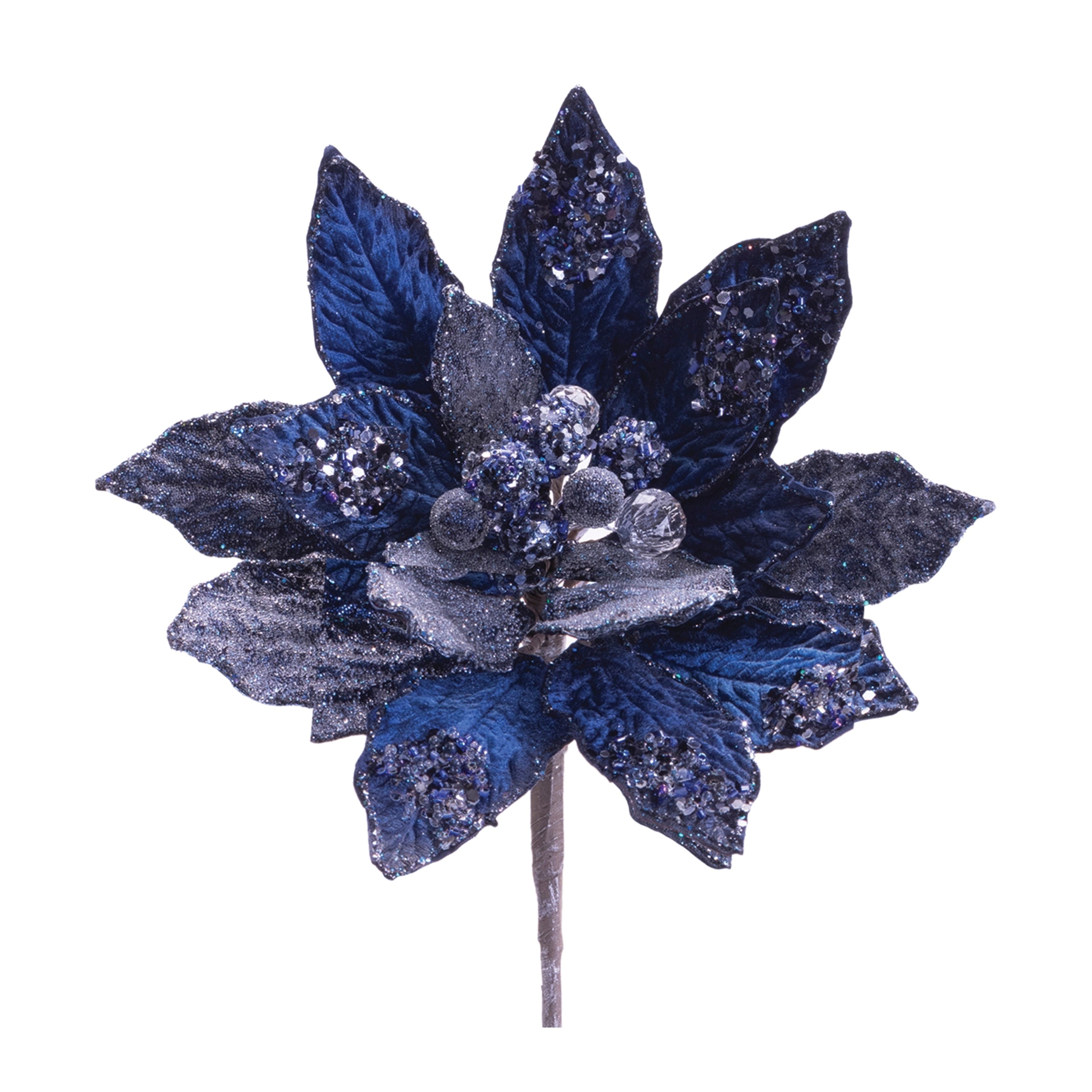Poinsettia Stem 28.5”H Velvet Fabric