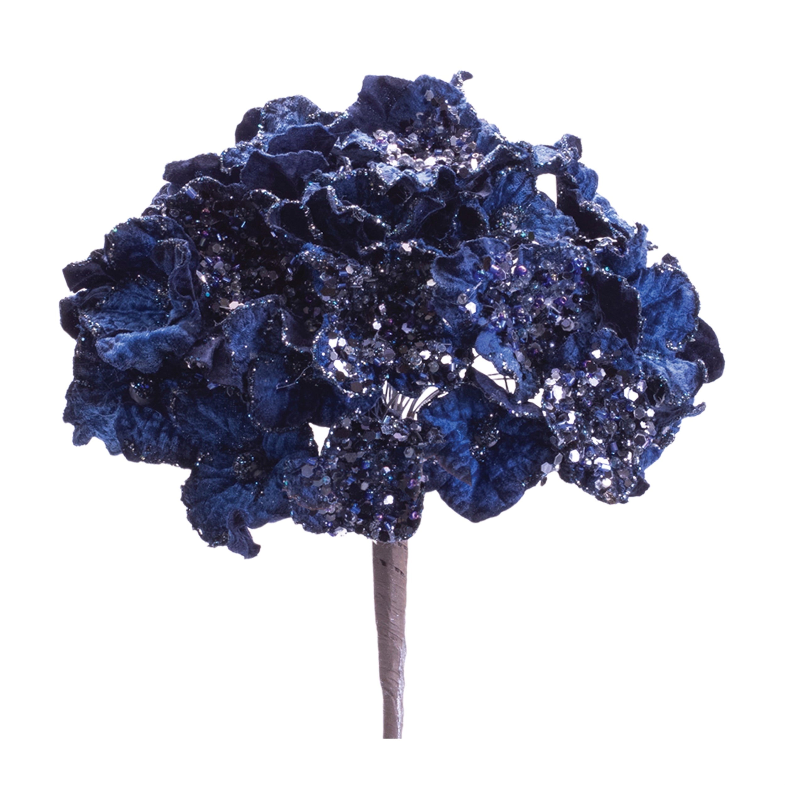 Hydrangea Stem 27.5”H Velvet Fabric