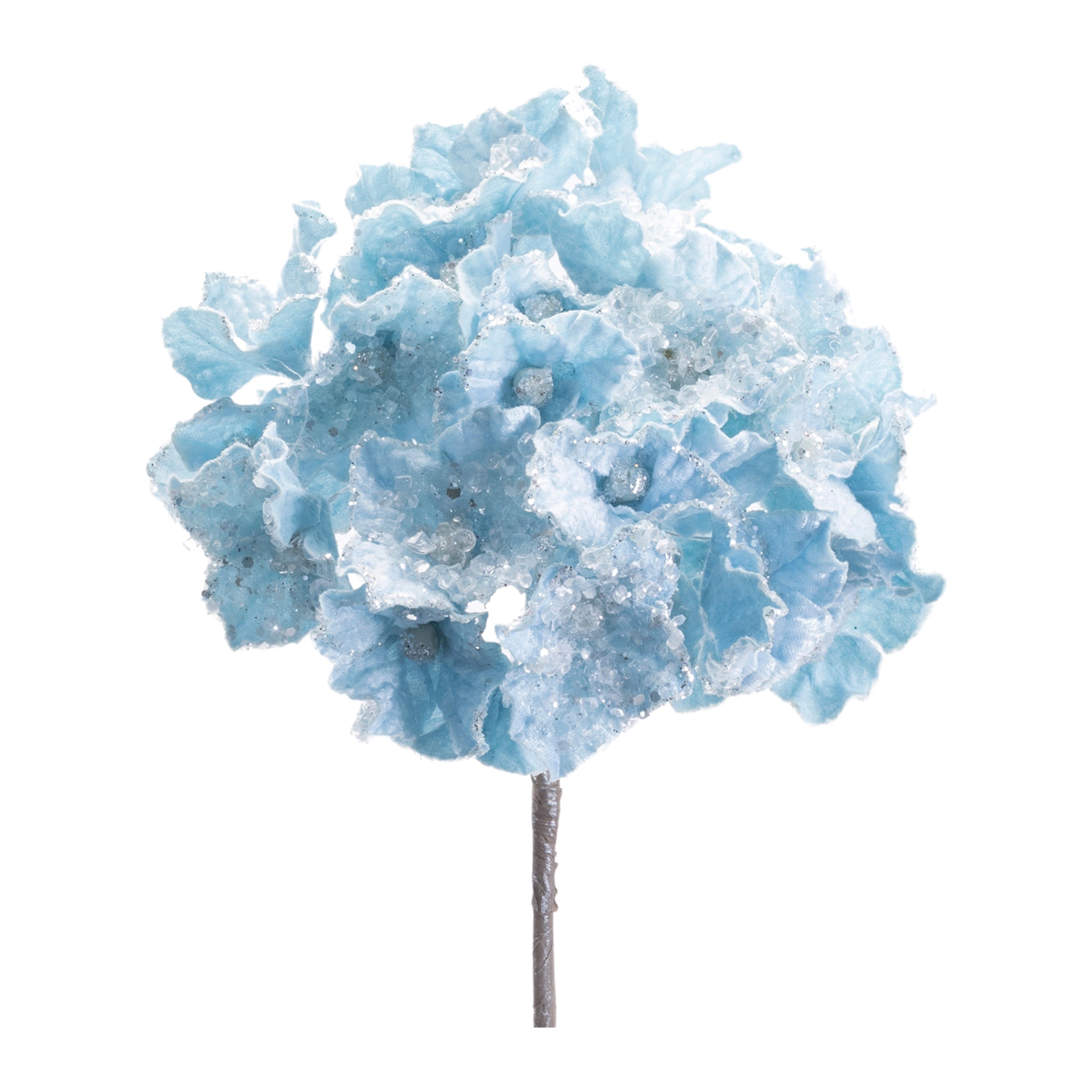 Hydrangea Stem 27.5”H Velvet Fabric