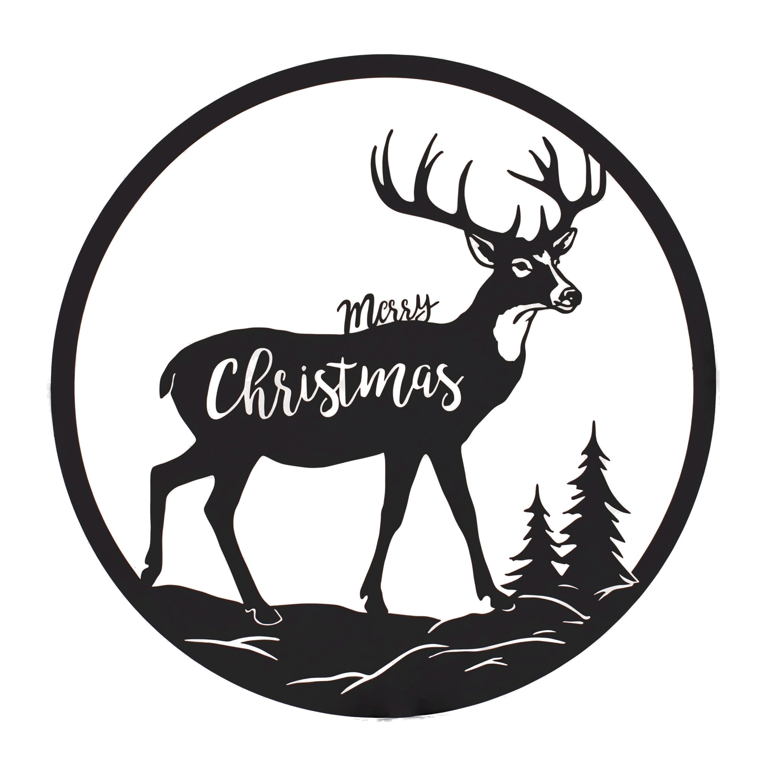 Merry Christmas Deer Plaque 16”D Sheet Iron