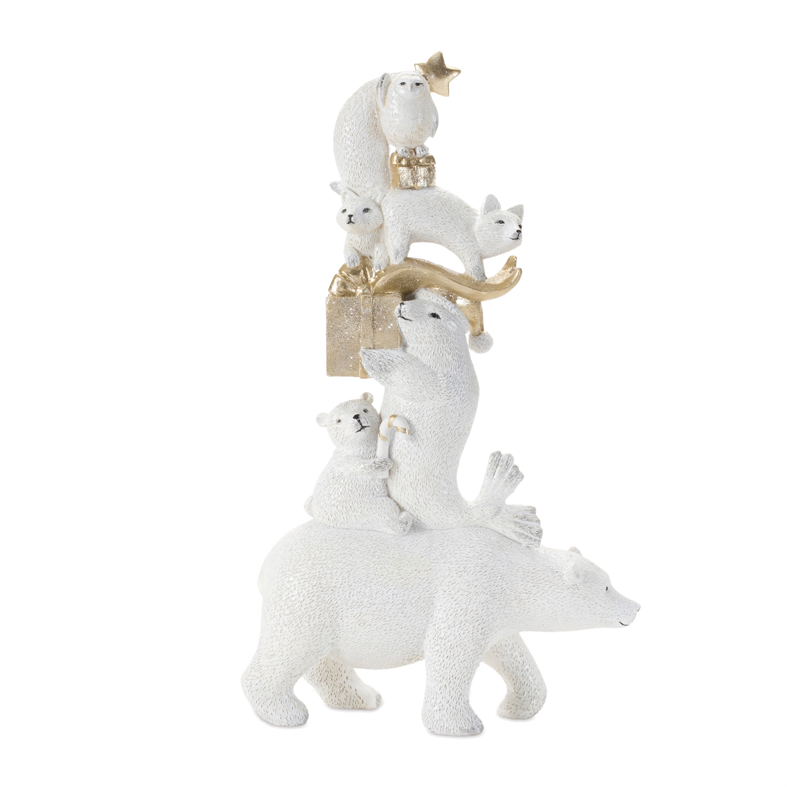 Animal Stack w/Presents 13”H Resin