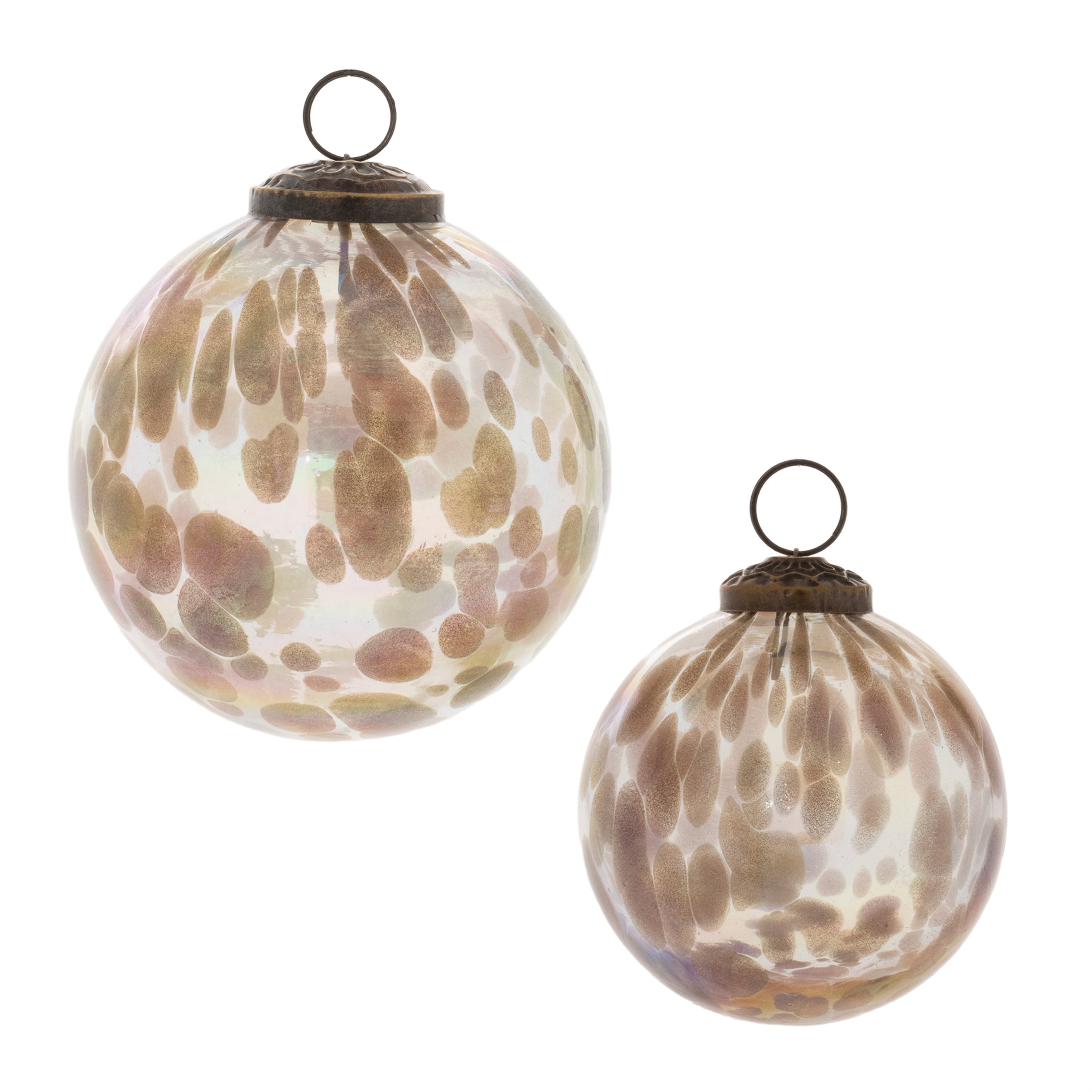 Ball Ornament (Set of 2) 3"D, 4"D Glass